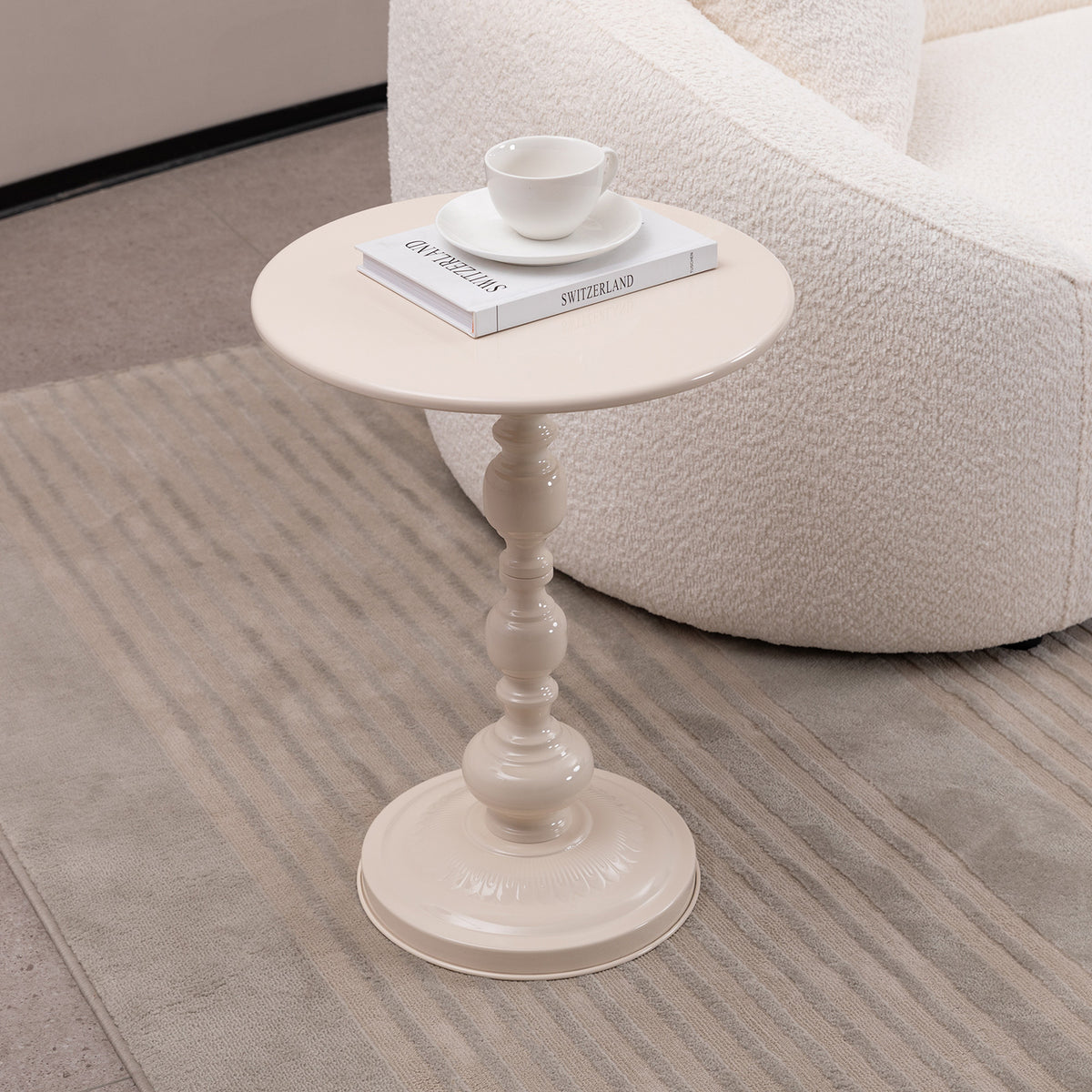 Vintage Metal Coffee Table End Table, Round Side Table for Sofa Bedside Nightstand, Accent Table Decorative Small Space Living Room Bedroom