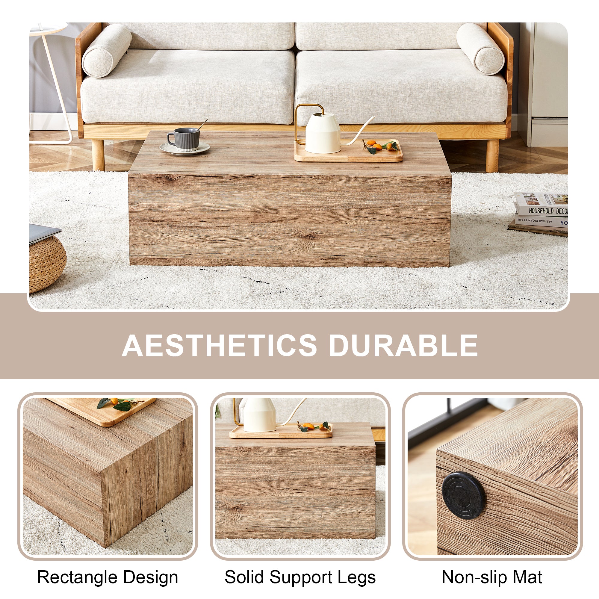 Modern Three-piece Coffee Table Stylish Design Wood