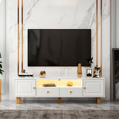 TV Media Console with LED Remote Control Light - White
