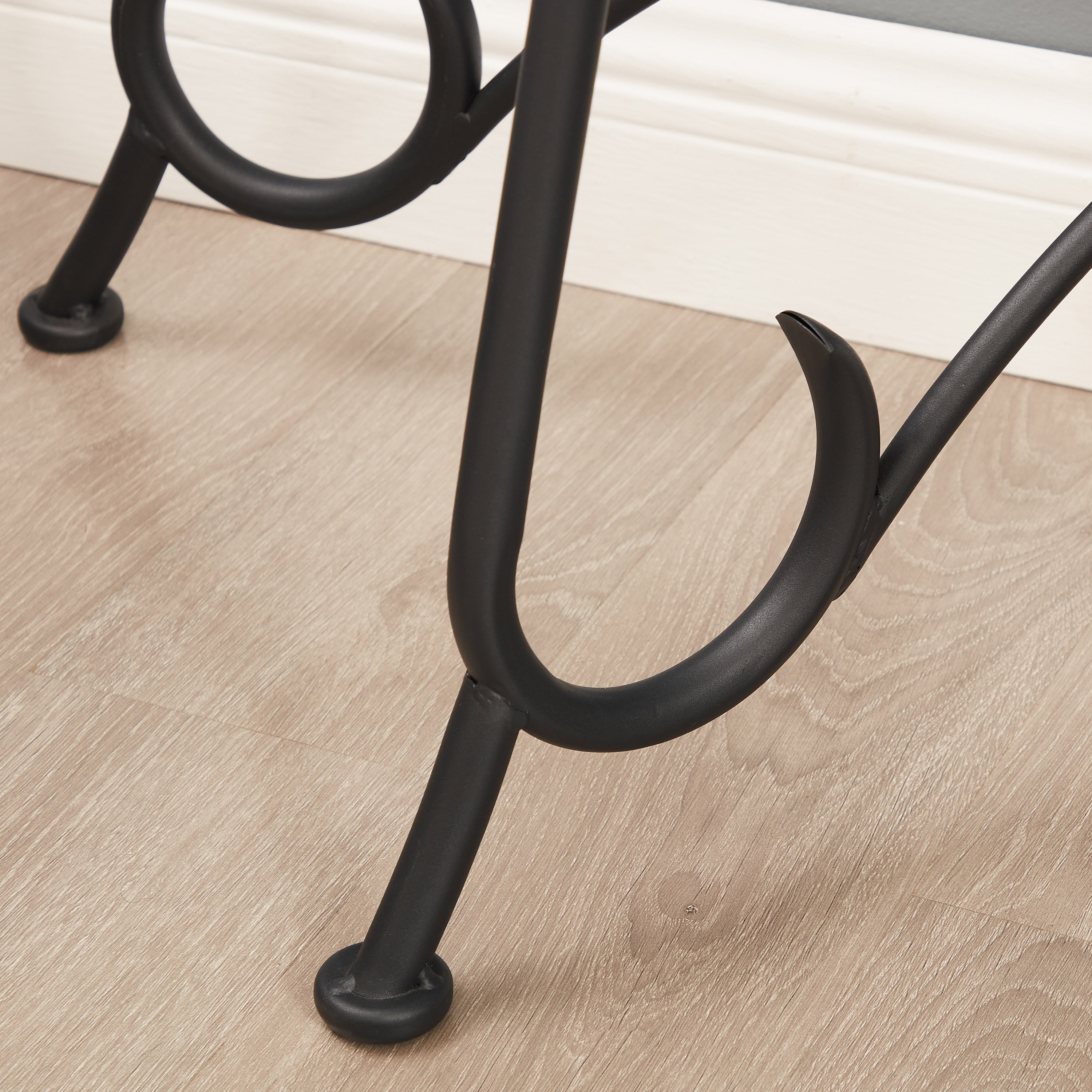 Tempered Glass Surface Console - Rustic Black