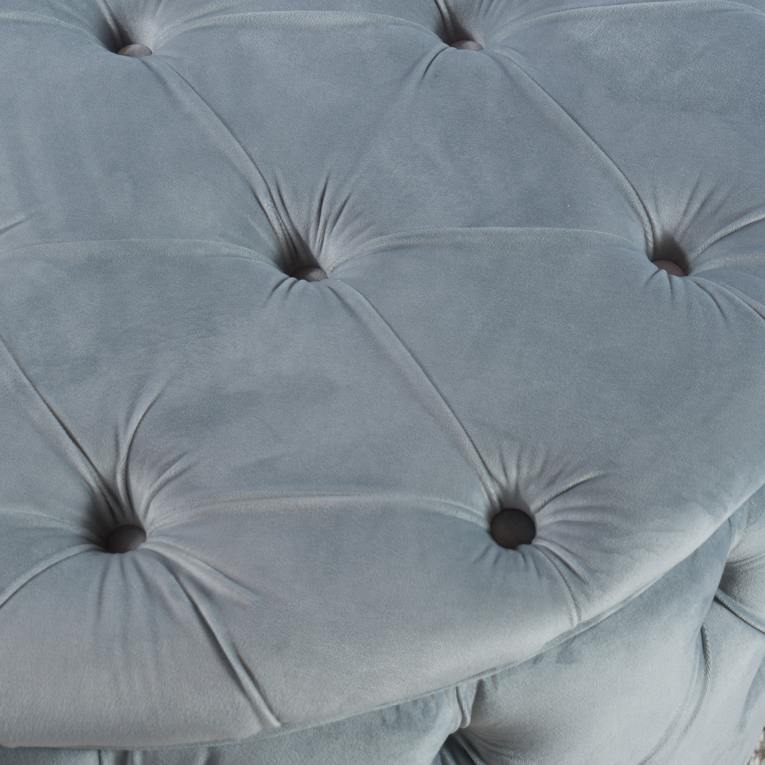 Elegant Light Grey Velvet Ottoman