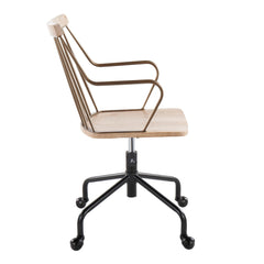 Farmhouse Adjustable Office Chair - Black Metal, Antique Copper and White Washed Wood