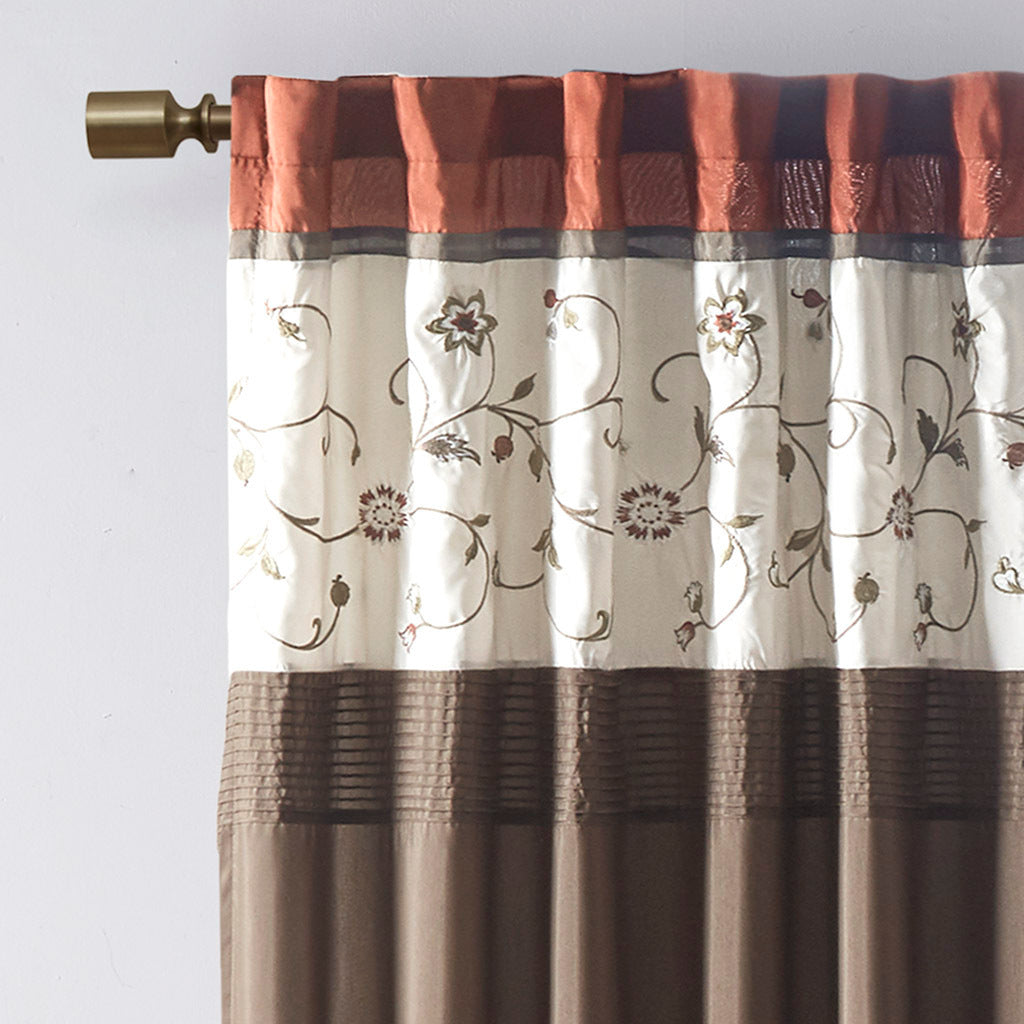 50x84" Embroidered Curtain Panel - Spice