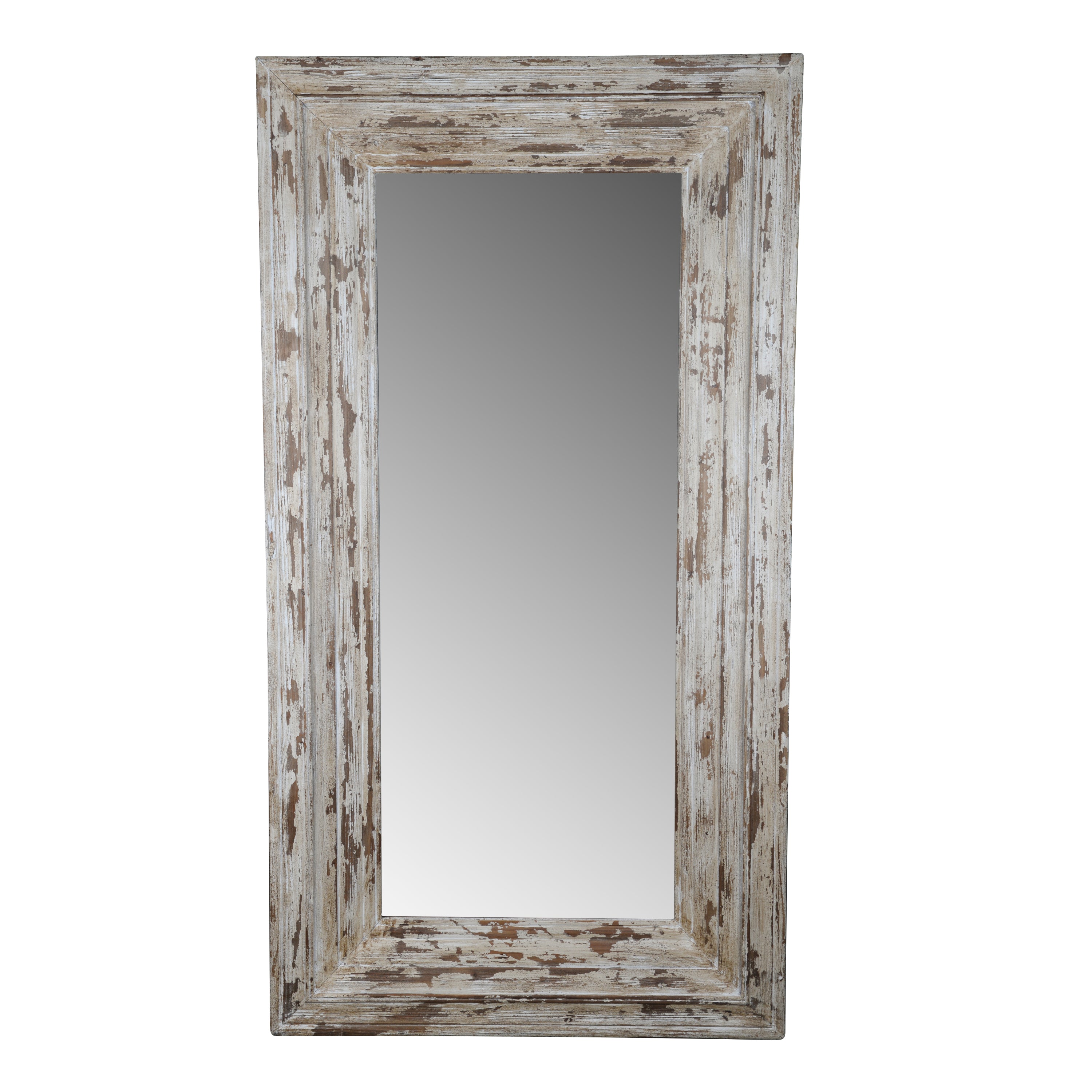 Full Length Rectangle Floor Mirror with Distressed Wood Frame 39x3.5x75"