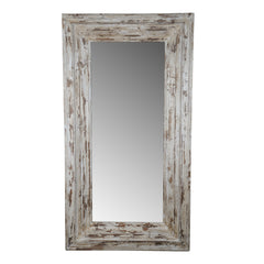 Full Length Rectangle Floor Mirror with Distressed Wood Frame 39x3.5x75"