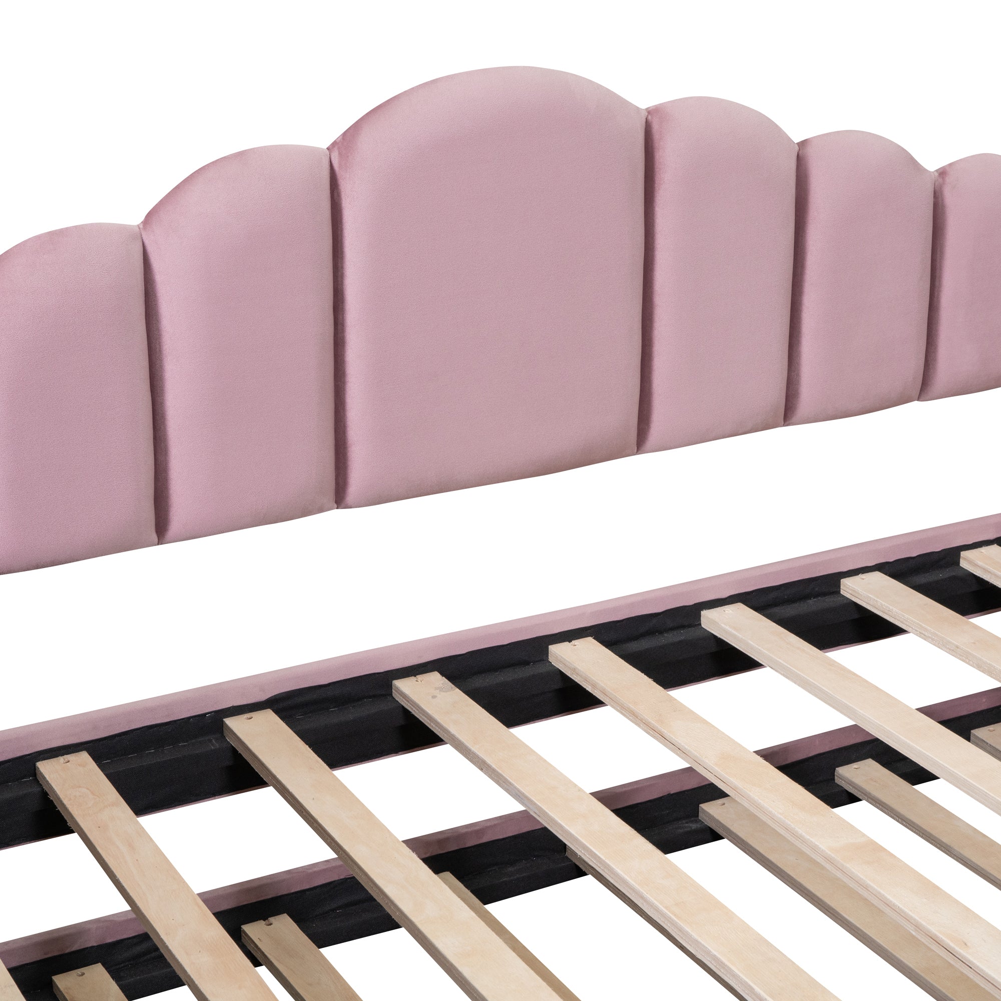 Twin size Upholstered Daybed with Trundle ,Velvet Sofabed with USB Charging Ports, No Box-spring Needed - Pink