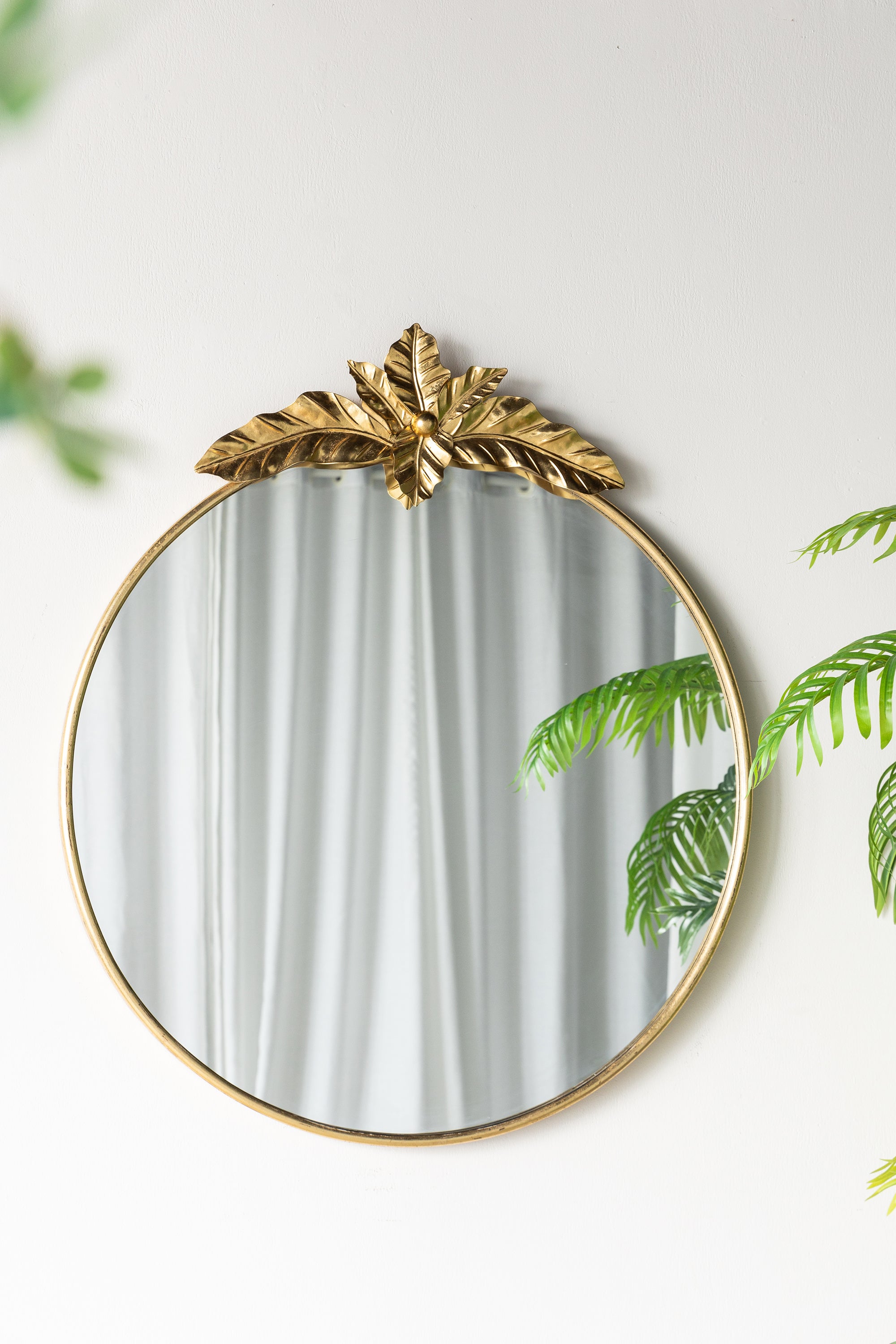 Large Round Wall Mirror with Gold Metal Frame - Gold