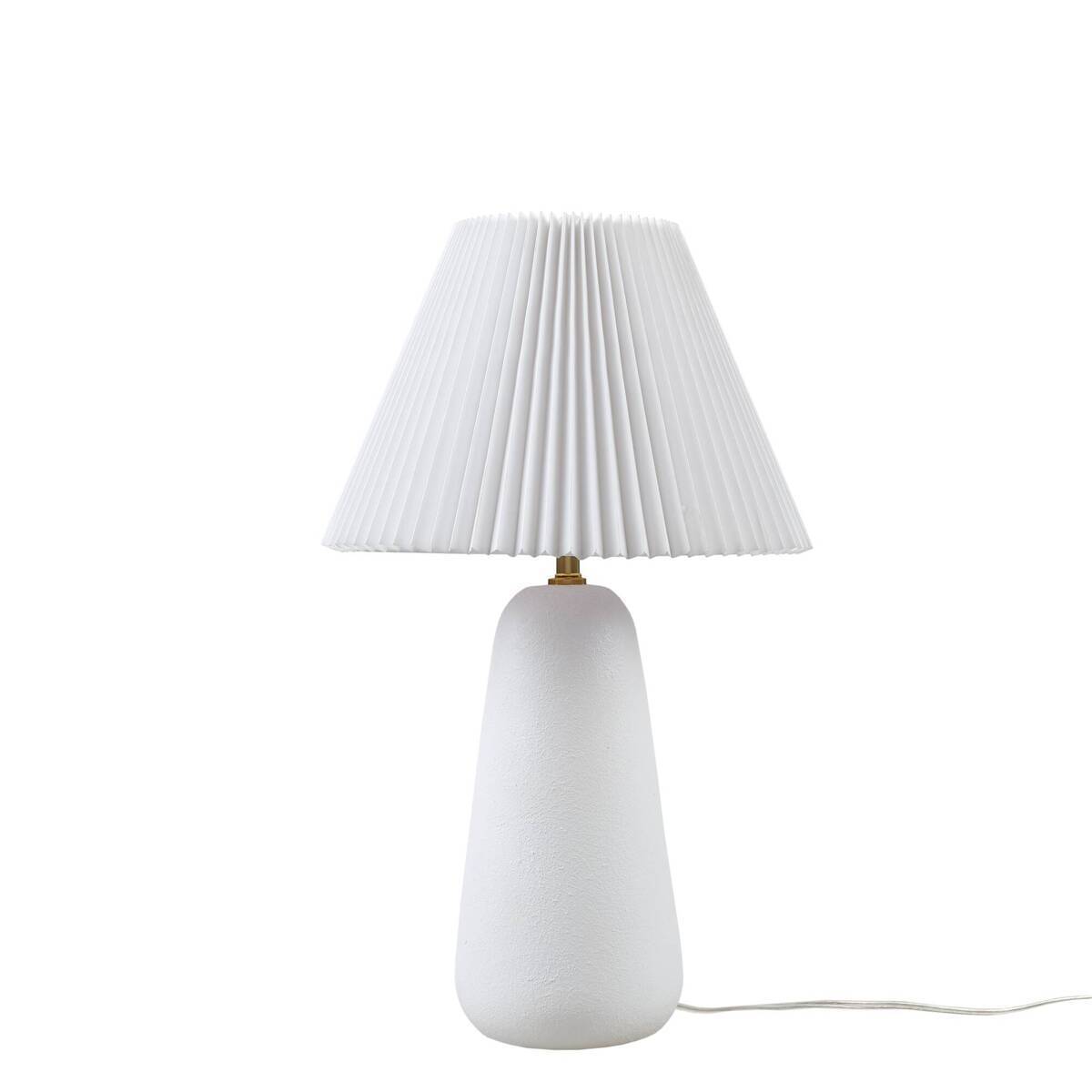 Textured Ceramic Table Lamp with Fluted Fabric Shade White