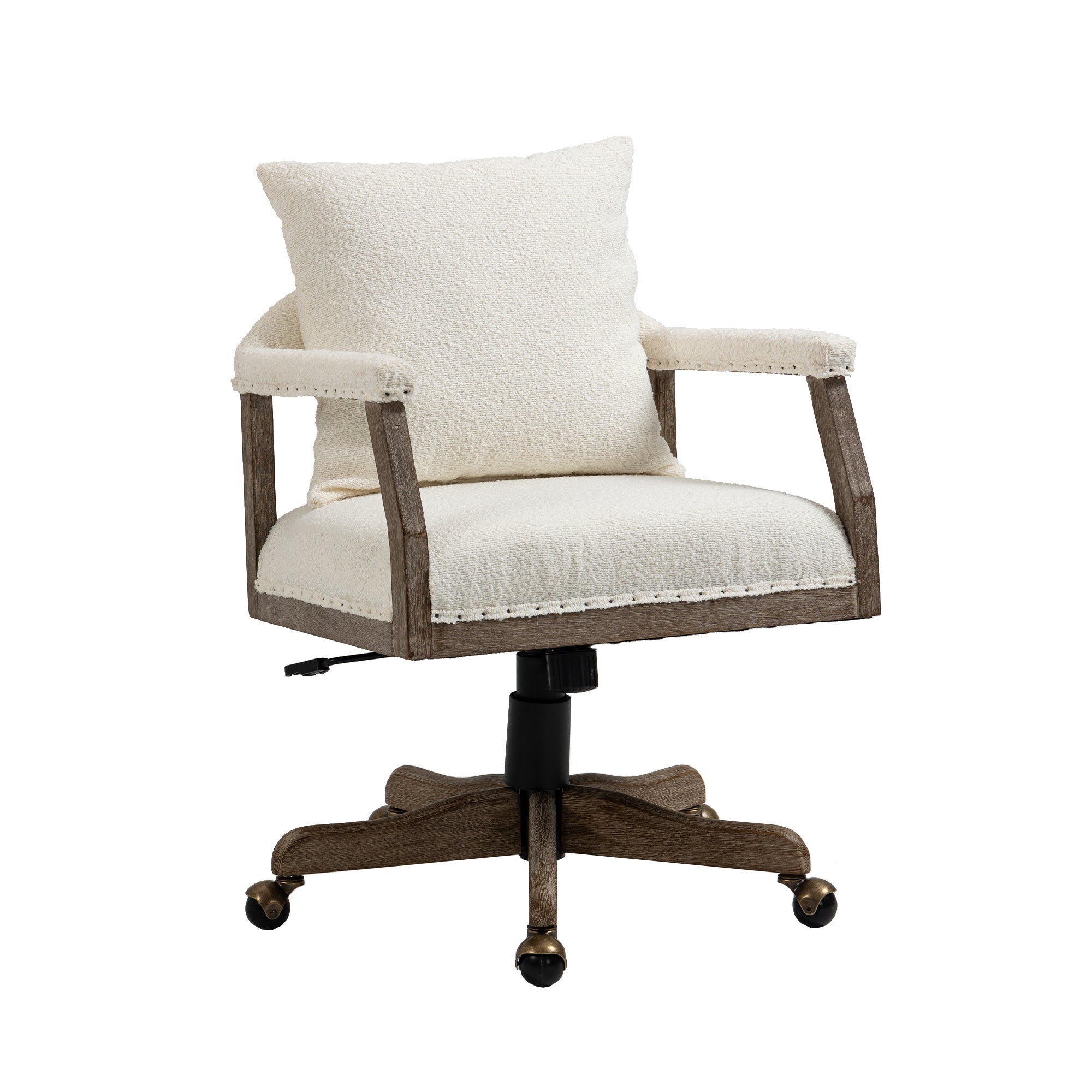Office Chair Adjustable Swivel Chair Fabric Seat Home Study Chair - Beige