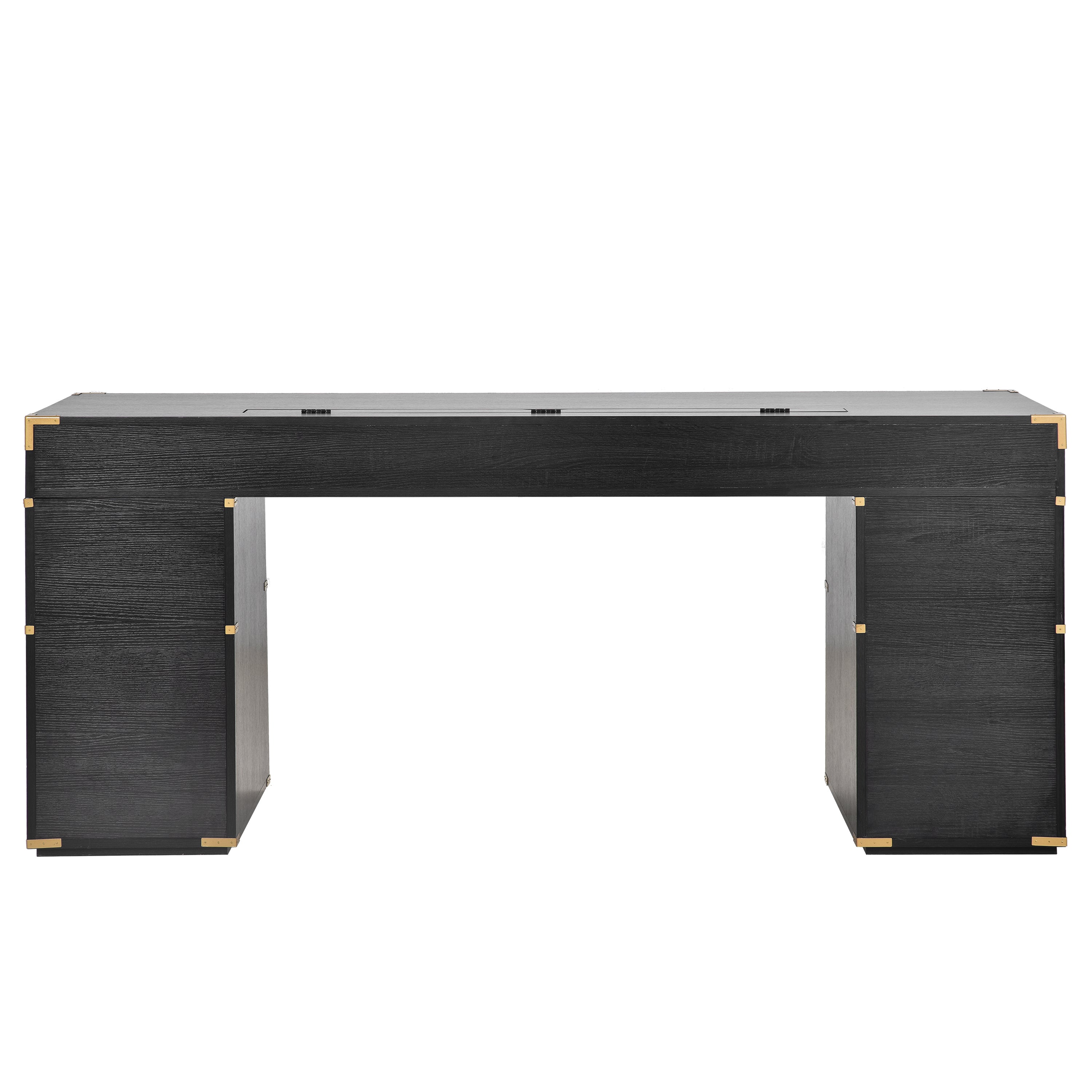 70"Classic and Traditional Executive Desk with Metal Edge Trim - Black