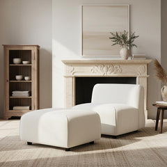 Modern Plush Accent Chair with Ottoman Set – Compact Upholstered Lounge Set for Living Room & Bedroom