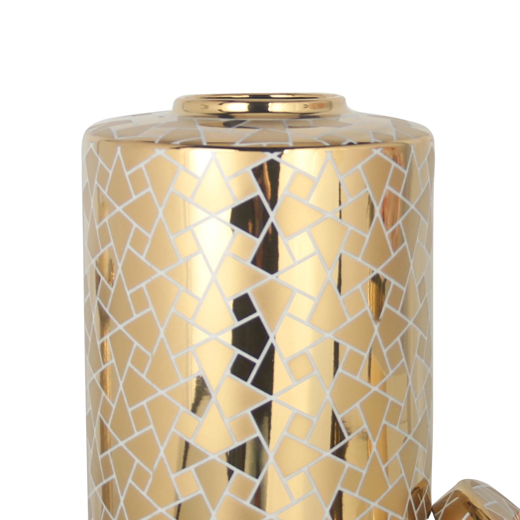 15"H Exquisite Gold Ginger Jar with Removable Lid