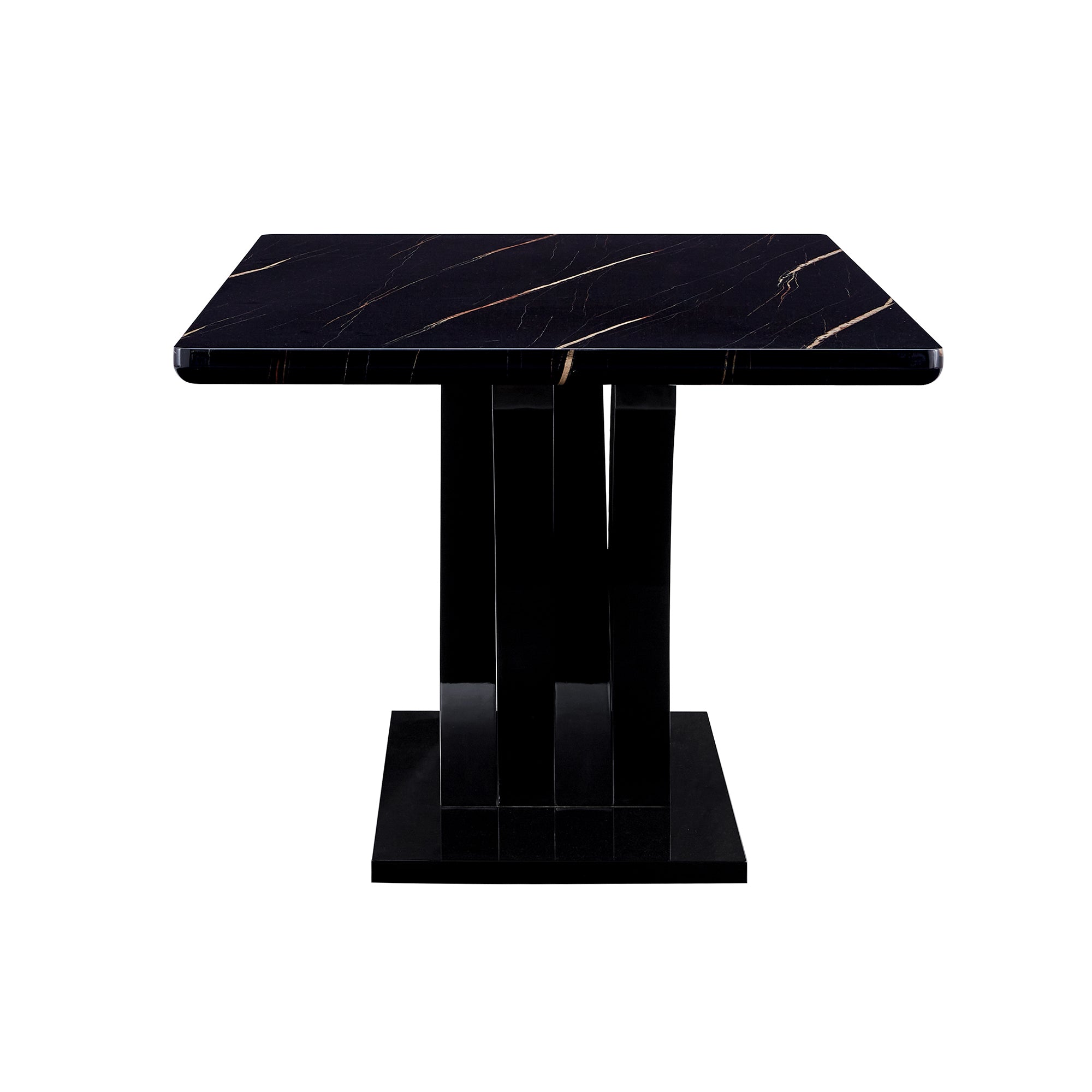 Modern Dining Table, Black Desktop and Black MDF Leg