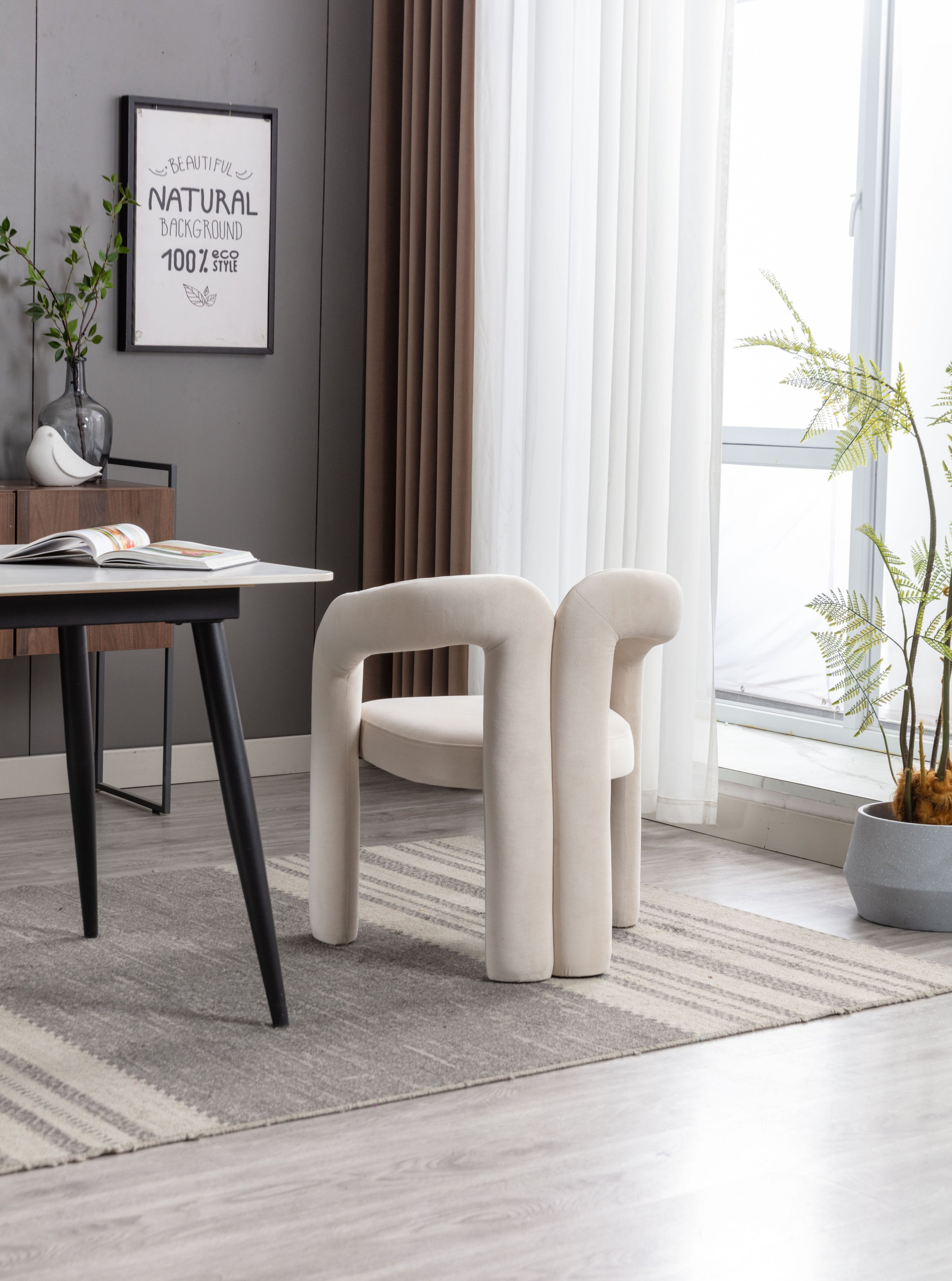 Contemporary Designed  Fabric Upholstered Accent/Dining Chair /Barrel Side Chairs Kitchen Armchair (Set of 2)