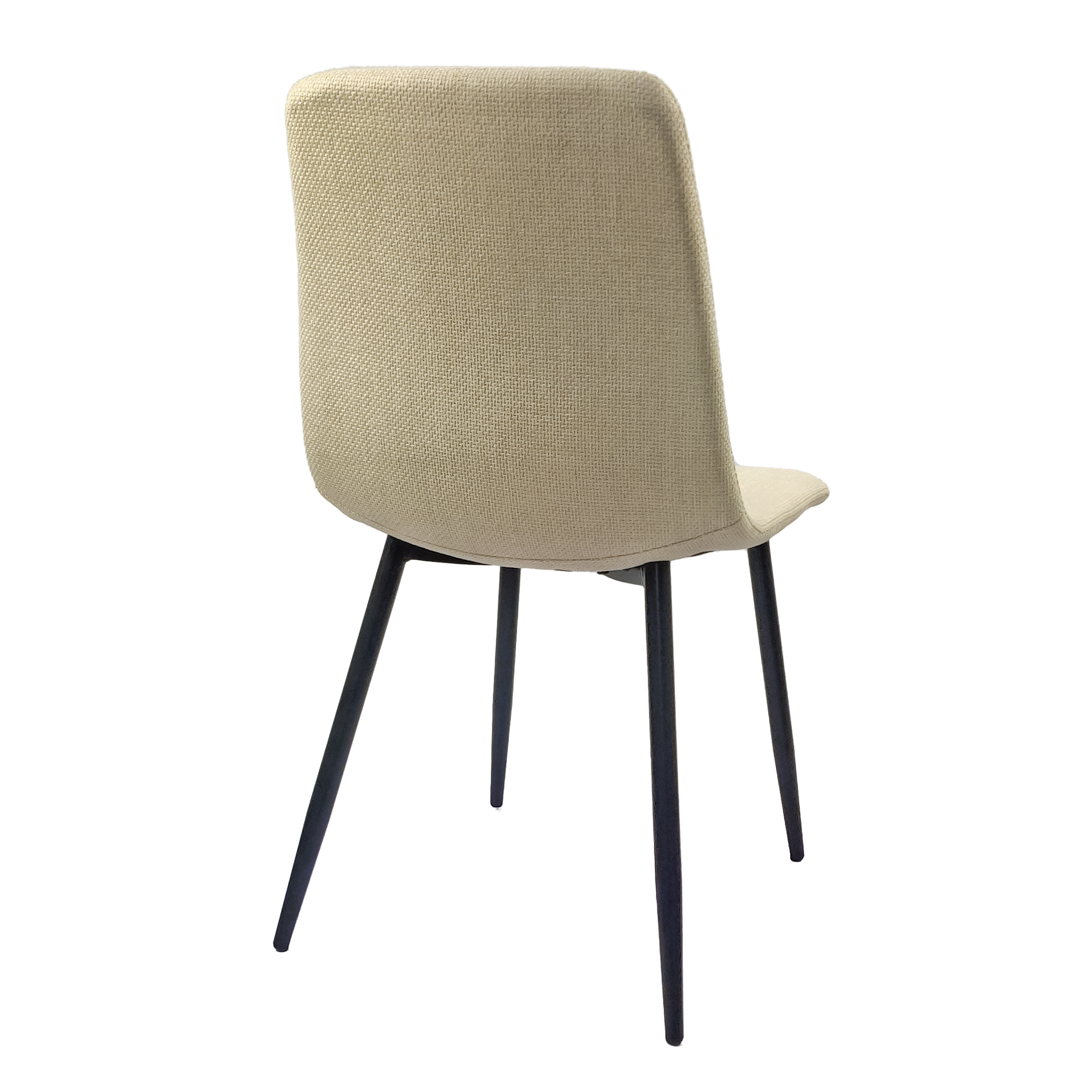 Set of 4 Modern Kitchen Dining Room Chairs, Cushion Seat and Sturdy Black Metal Legs - Beige