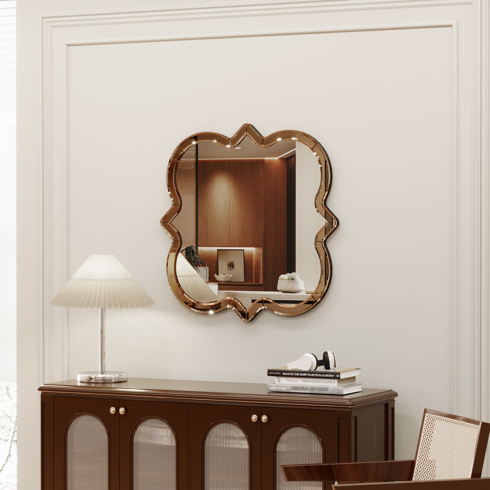 Wall-Mounted Silver Decorative Round Wall Mirror 24x24 inch