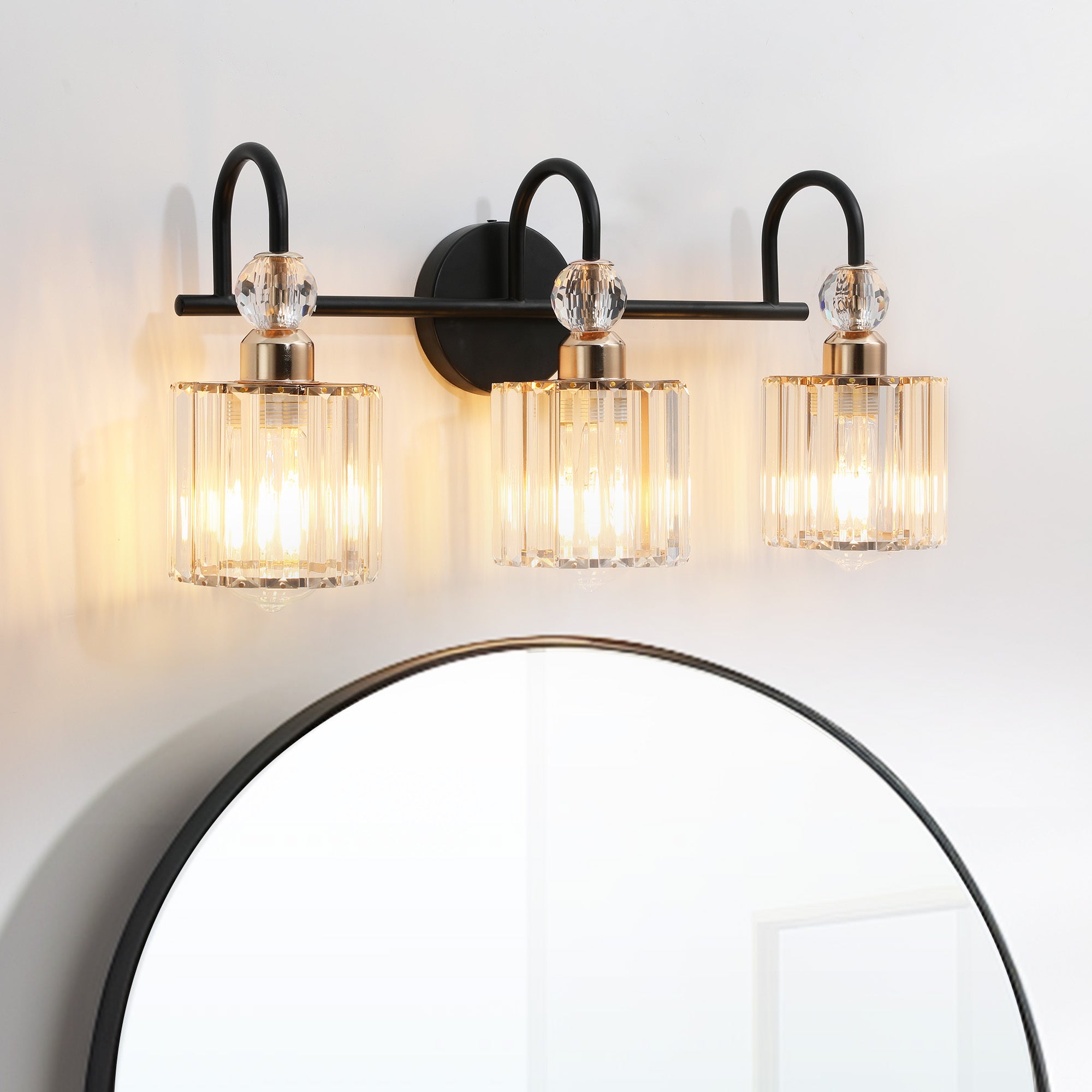 Crystal 3-Light Vanity Lighting - Black