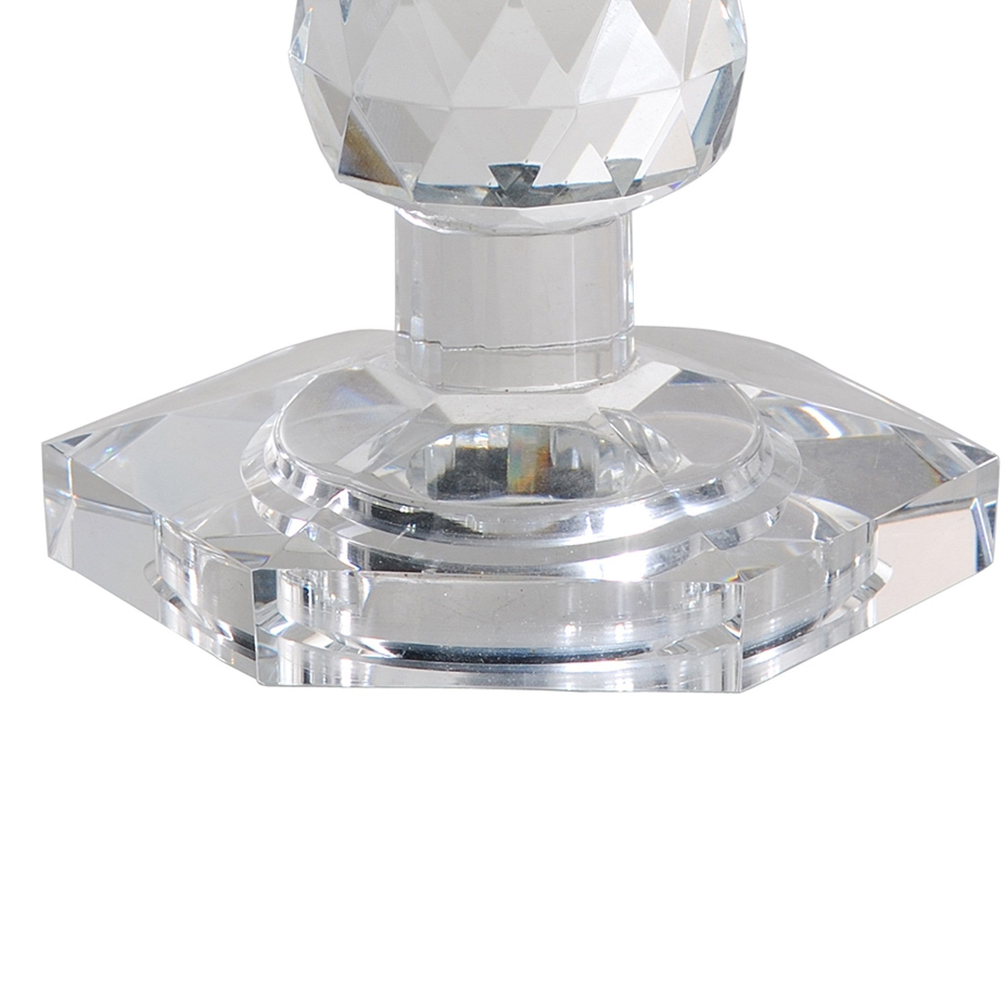 Crystal Glass Solid Turned Pillar, 7 Inch Candle Holder - Clear Glass