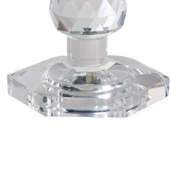 Crystal Glass Solid Turned Pillar, 7 Inch Candle Holder - Clear Glass