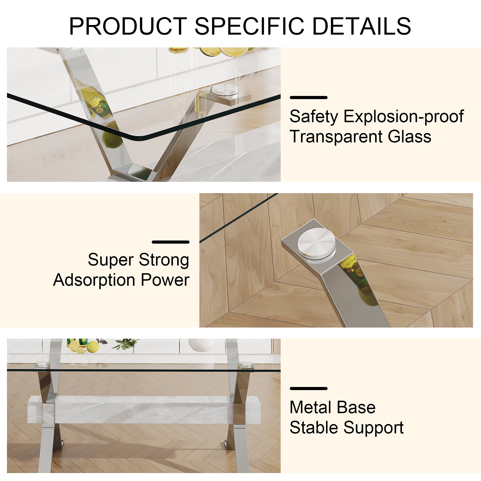 Modern Tempered Glass Dining Table