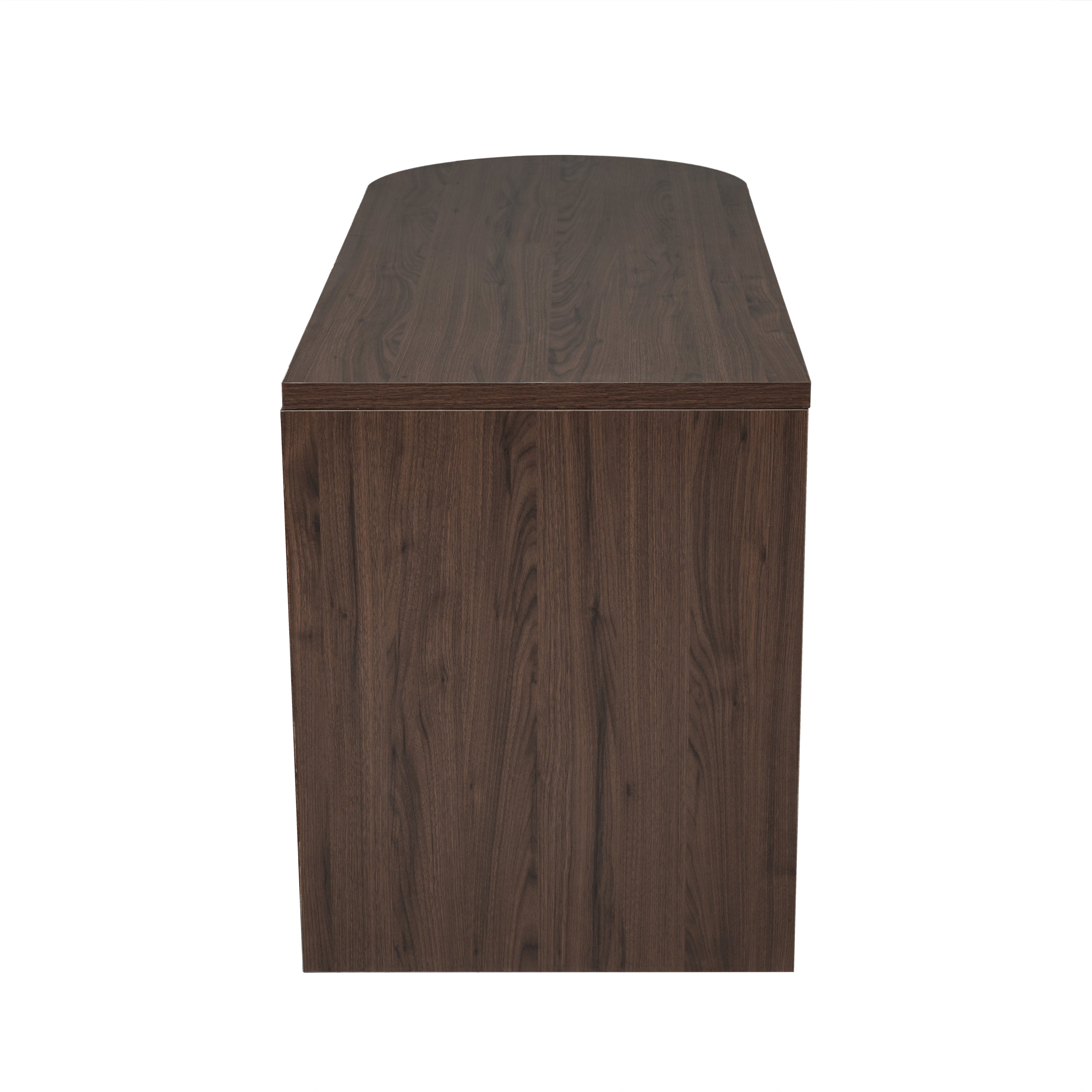 Modern L Shaped Desk in Walnut with 1 Cabinet and Open storage, 360° Wood Rotating Desk 56.92"  - Walnut