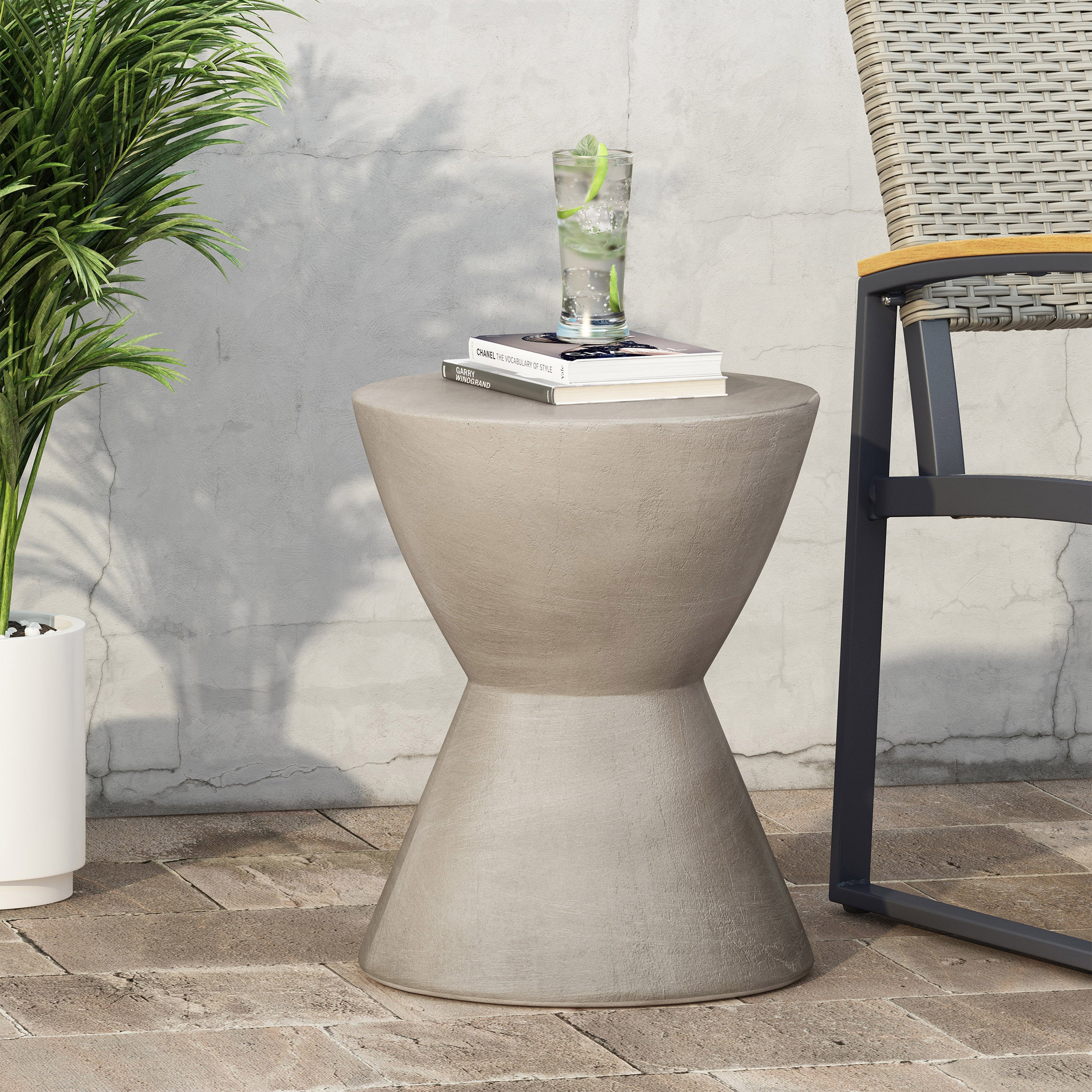 Modern Hourglass Side Table - Light Grey