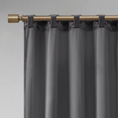 2 panels 37x63" Room Darkening Poly Velvet Rod Pocket/Back Tab Curtain Panel Pair - Charcoal