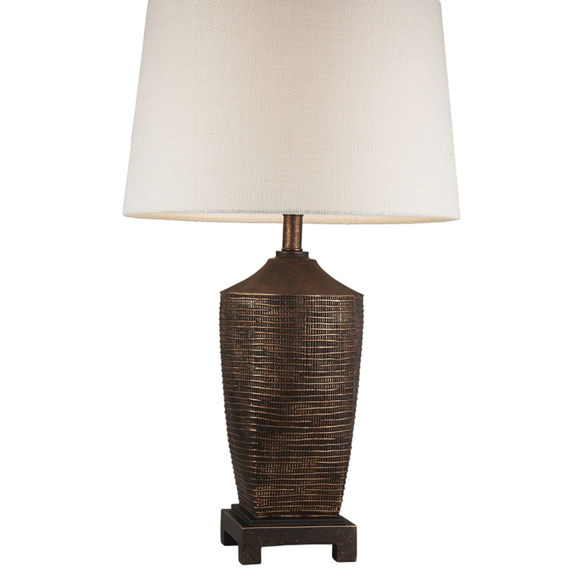 30" Tall Polyresin Table Lamp "Kayan", Bronze Rustic finish
