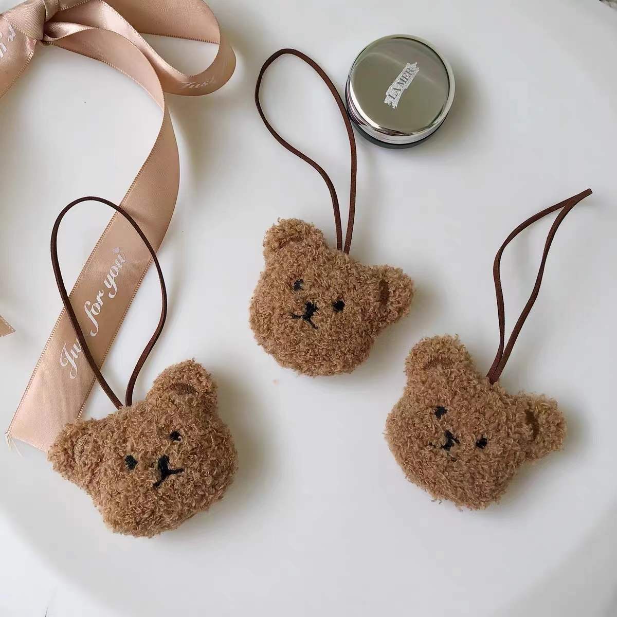 Decorative Teddy Bear Plush Hanging Charms, Baby Name Pendant Ornaments, Brown or Beige