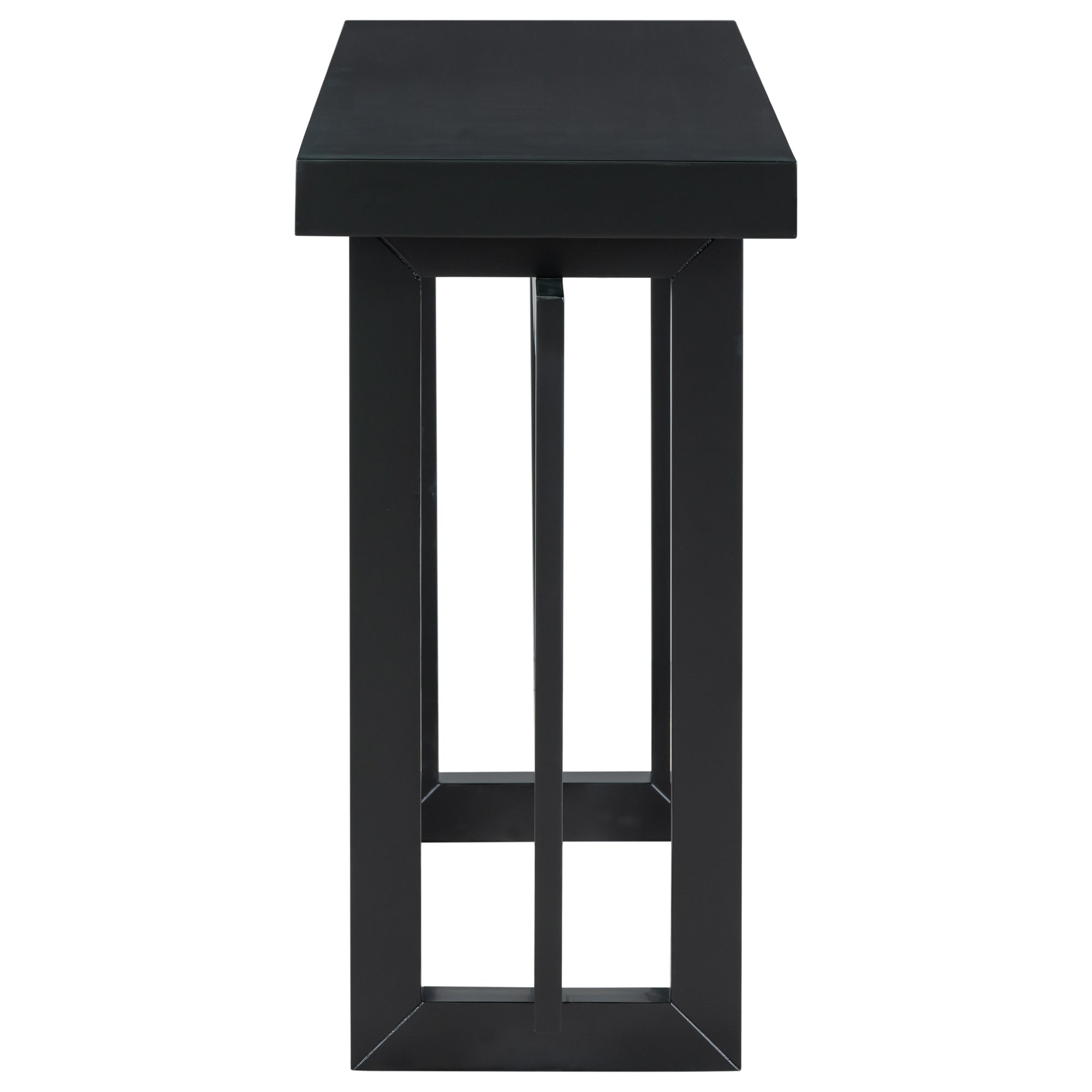 Contemporary Console Table with Industrial-inspired Concrete Wood Top, Extra Long Entryway Table for Entryway - Black