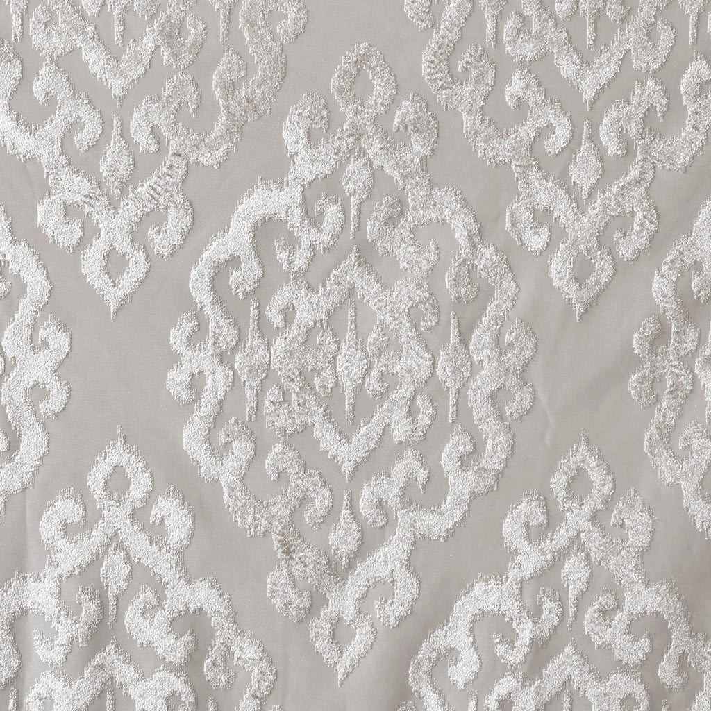 50x95" Knitted Jacquard Damask Total Blackout Grommet Top Curtain Panel - Silver