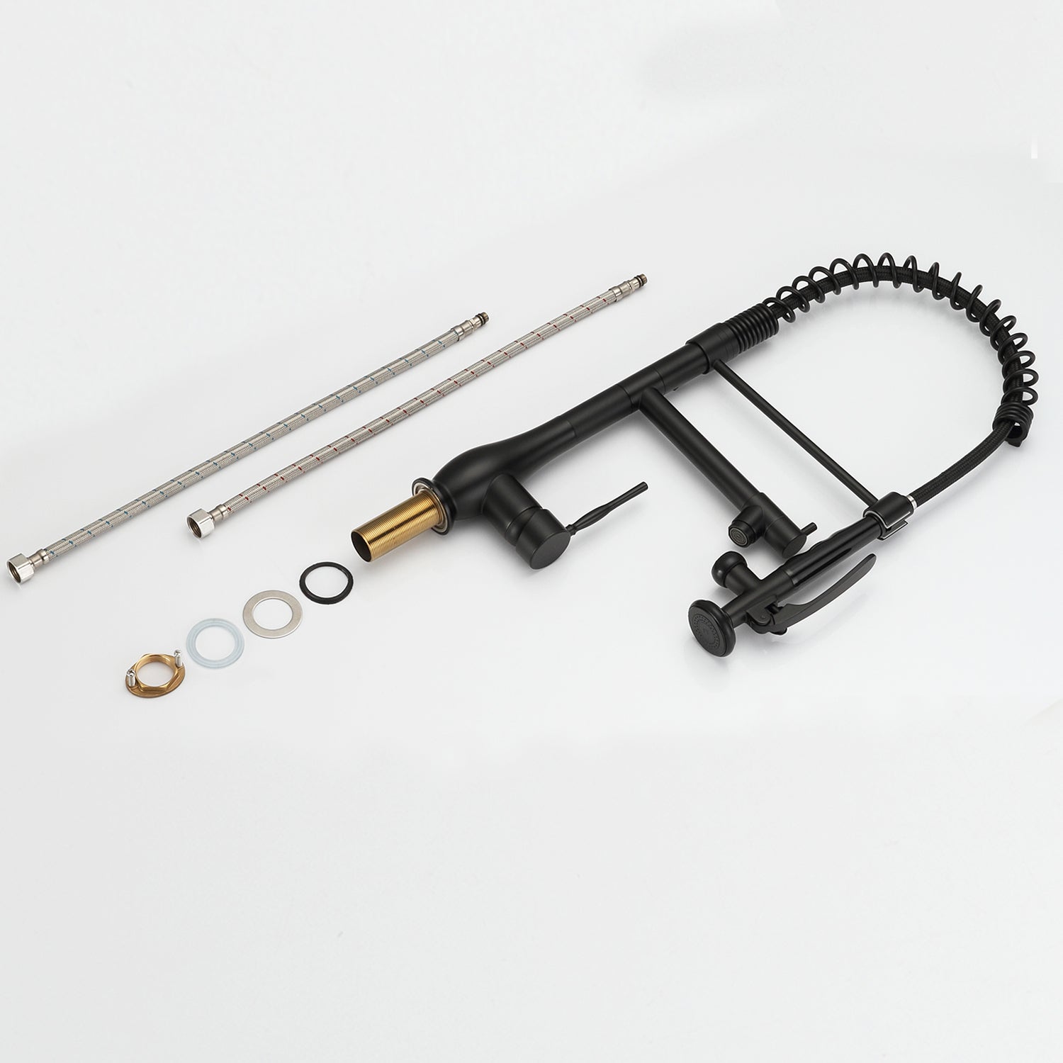 Single Handle Kitchen Sink Faucet - Black and Silver