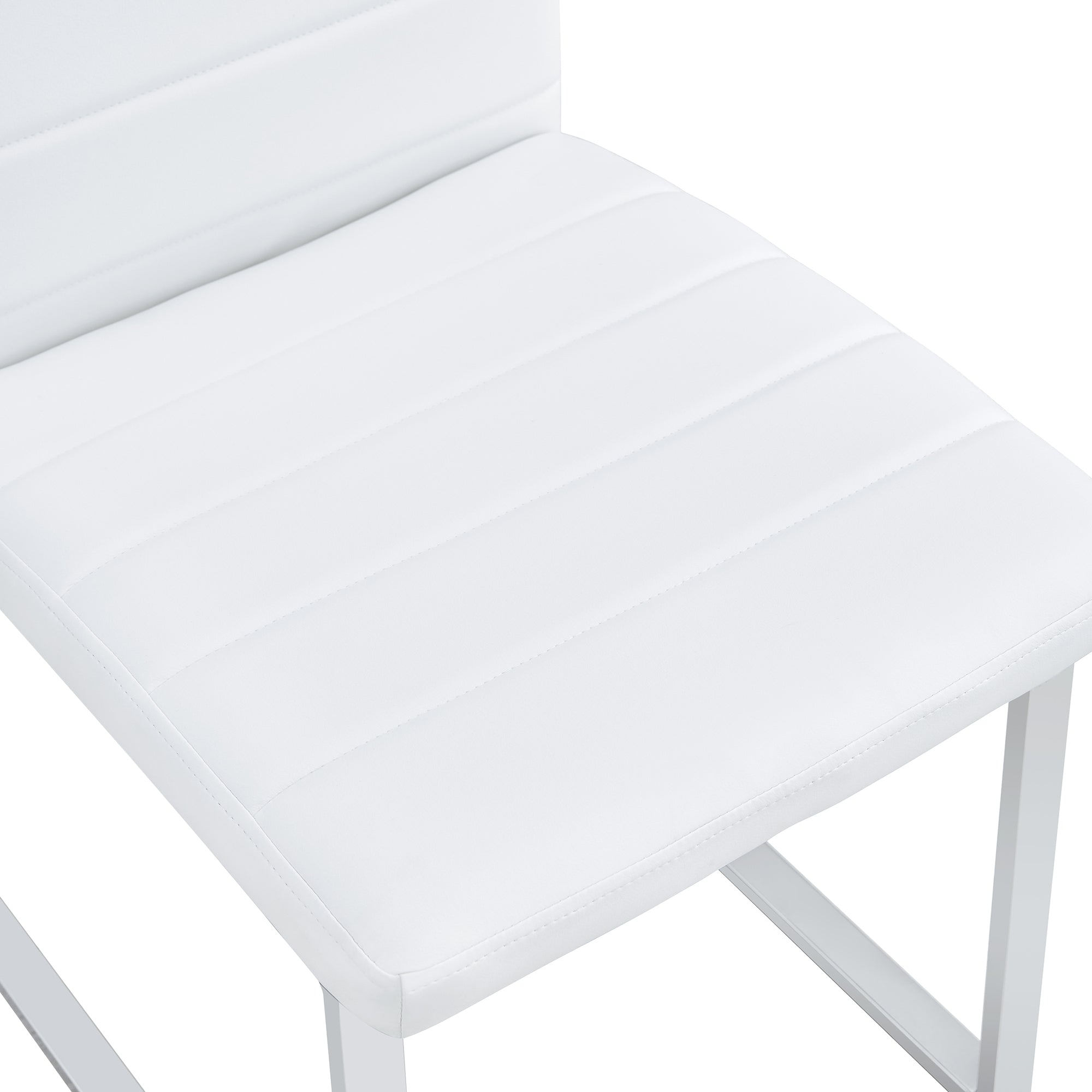 Dining Table Chairs Set for 4, Rectangular Dining Room Table Set, Faux Marble Modern Dining Table & Leather Chairs for Kitchen Dining Room, White