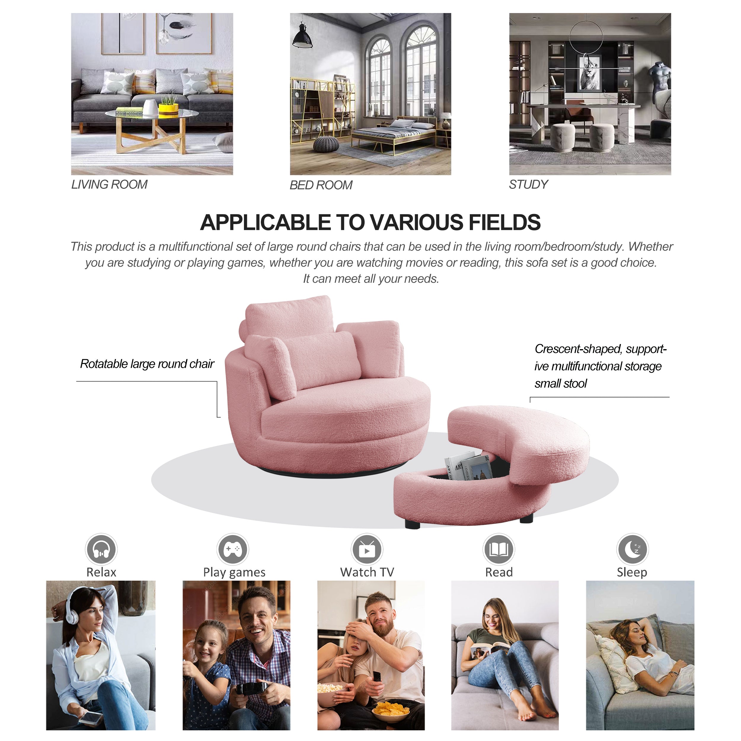 Chair with Moon Storage Ottoman