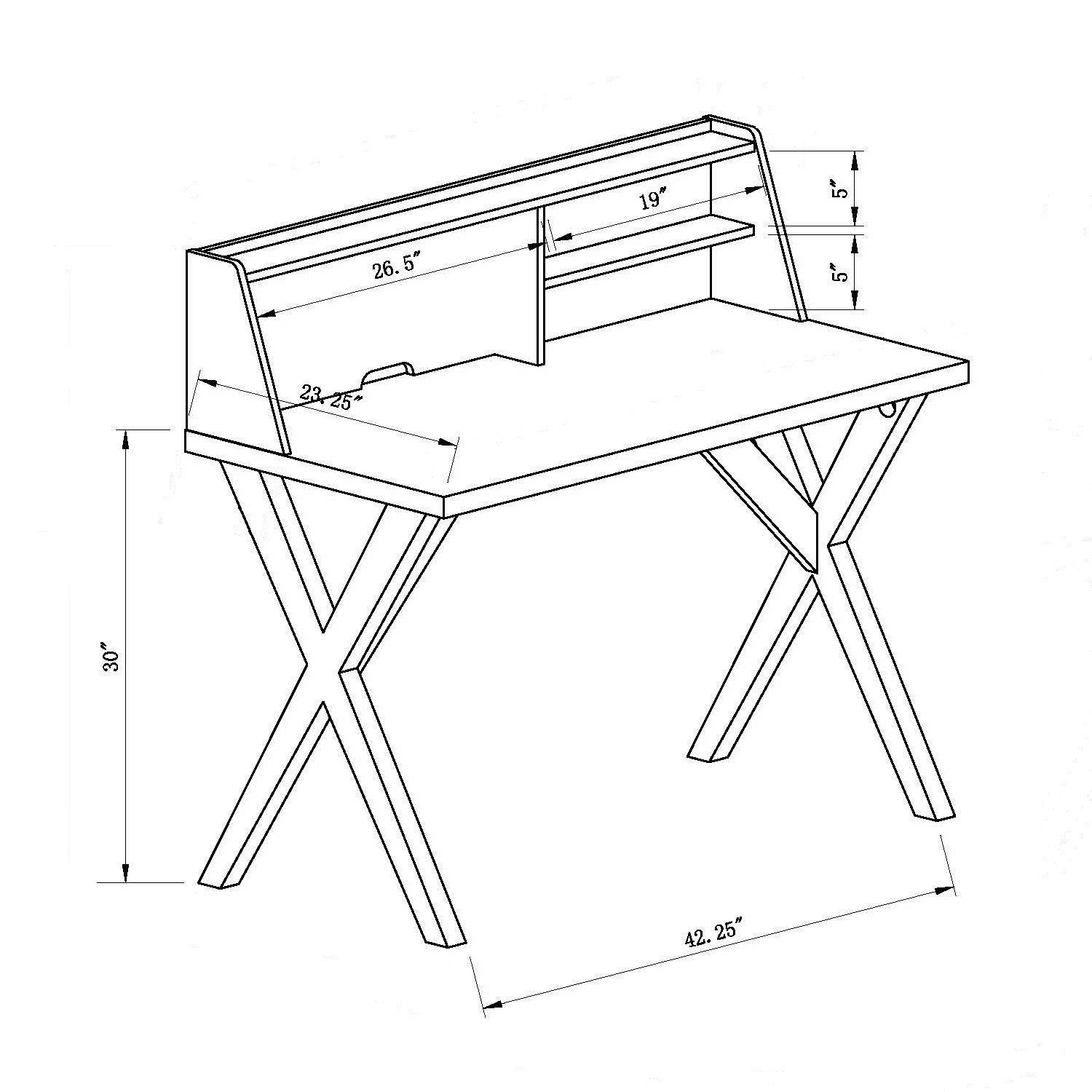 Home Office Desk Distressed Grey