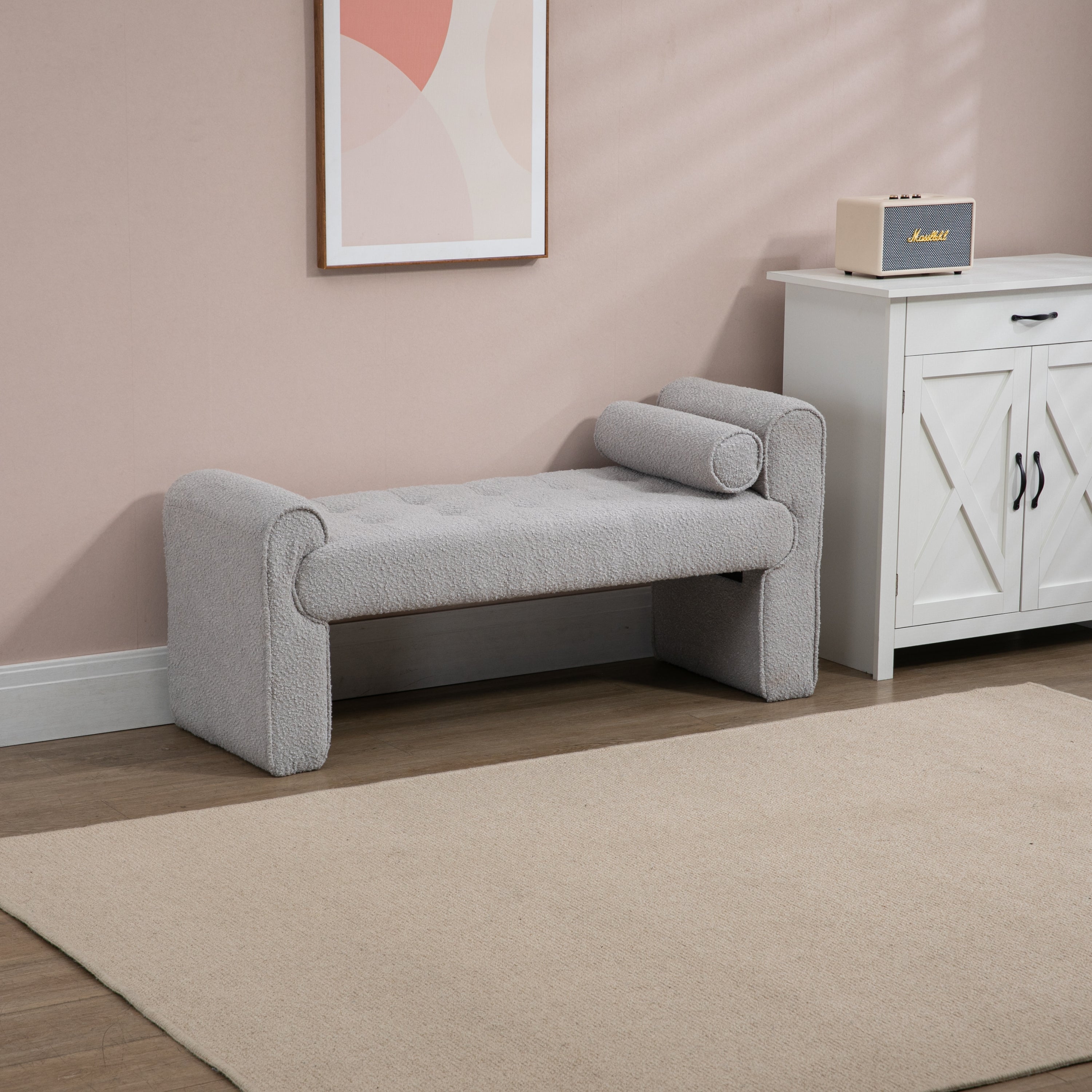 Modern Ottoman Bench - Light Gray