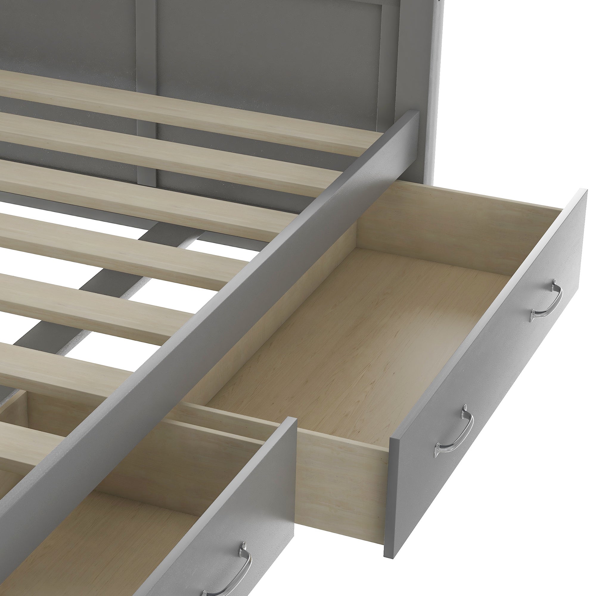 Twin Size Daybed with 2 Large Drawers, X-shaped Frame, Modern and Rustic Casual Style - Grey