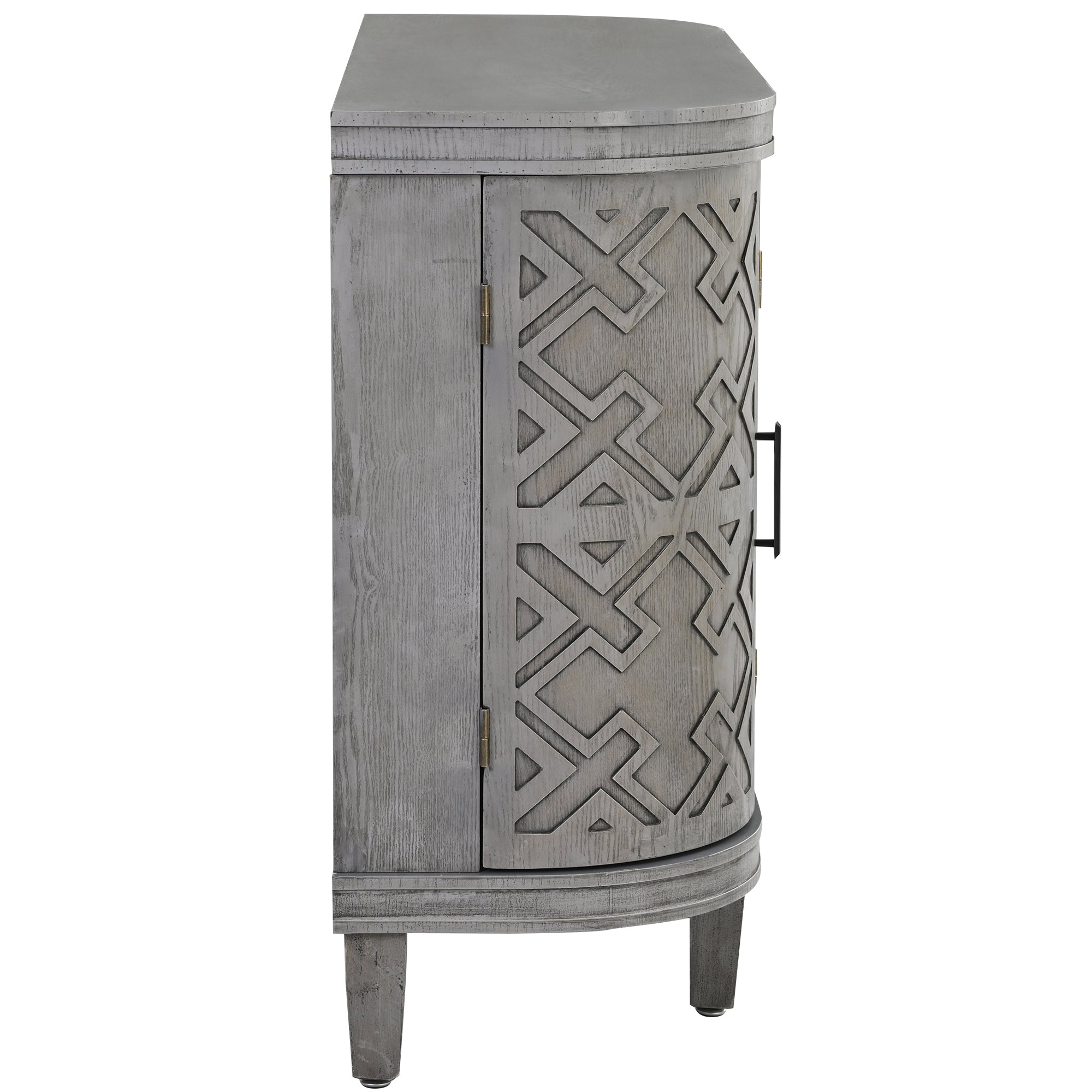Accent Storage Cabinet Sideboard Wooden with Antique Pattern Doors - Grey