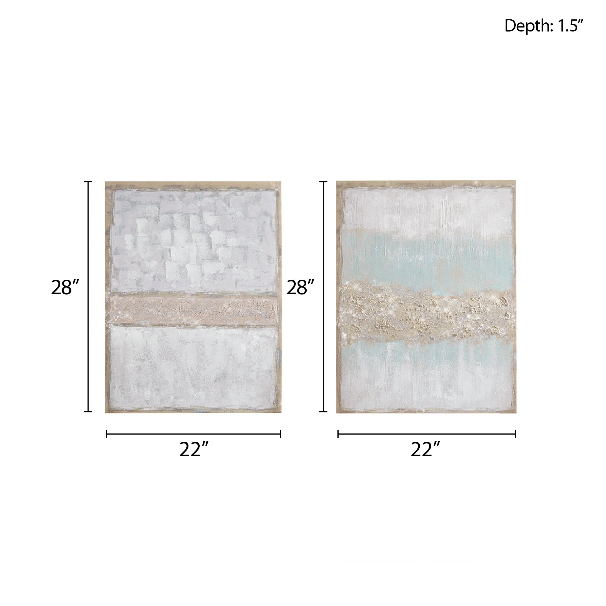 Radiant Flatland Hand Embellished Glitter 2-piece Canvas Wall Art Set