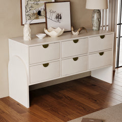 Retro Style Rubber Wood Venner Three-Drawer Dresser Sideboard Cabinet Console Table Sofa Table Ample Storage Spaces - Antique White