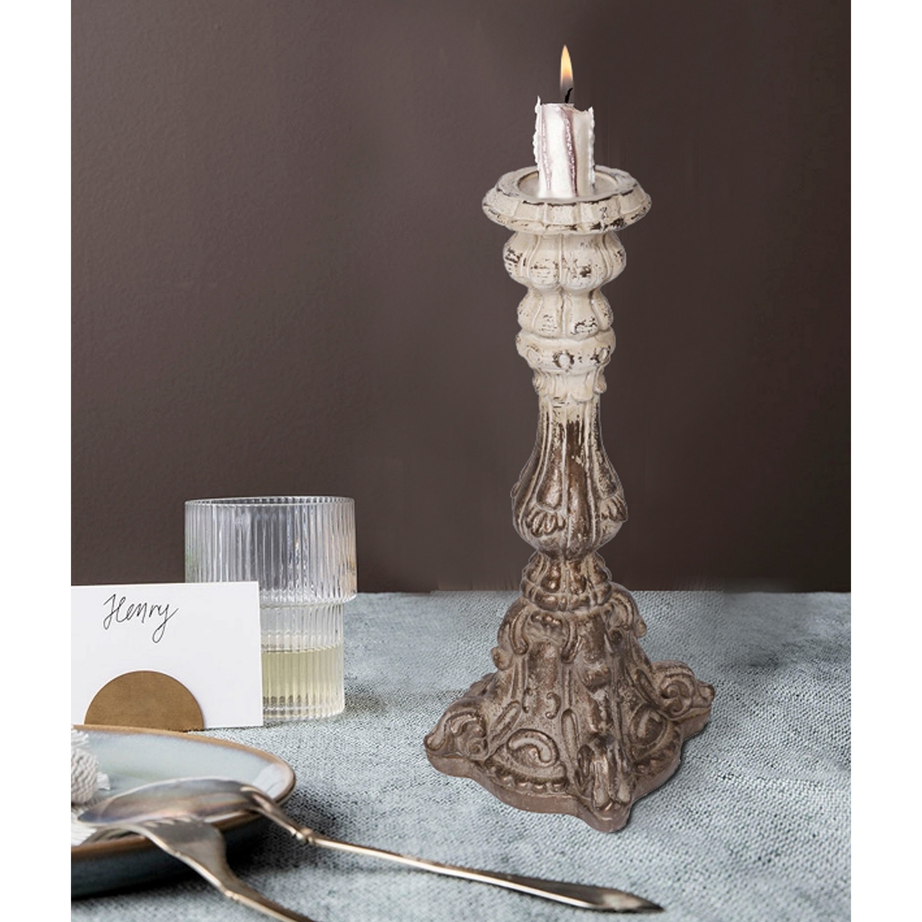 Magnesia Candle Holder - Rustic Brown