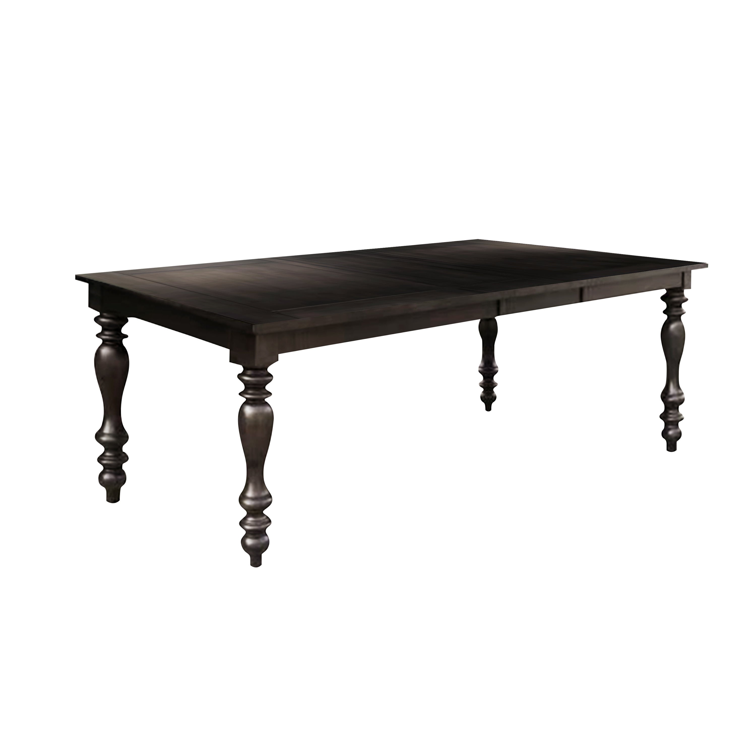 Traditional Brown Finish 7pc Dining Set Table with Leaf and 6x Side Chairs Beige