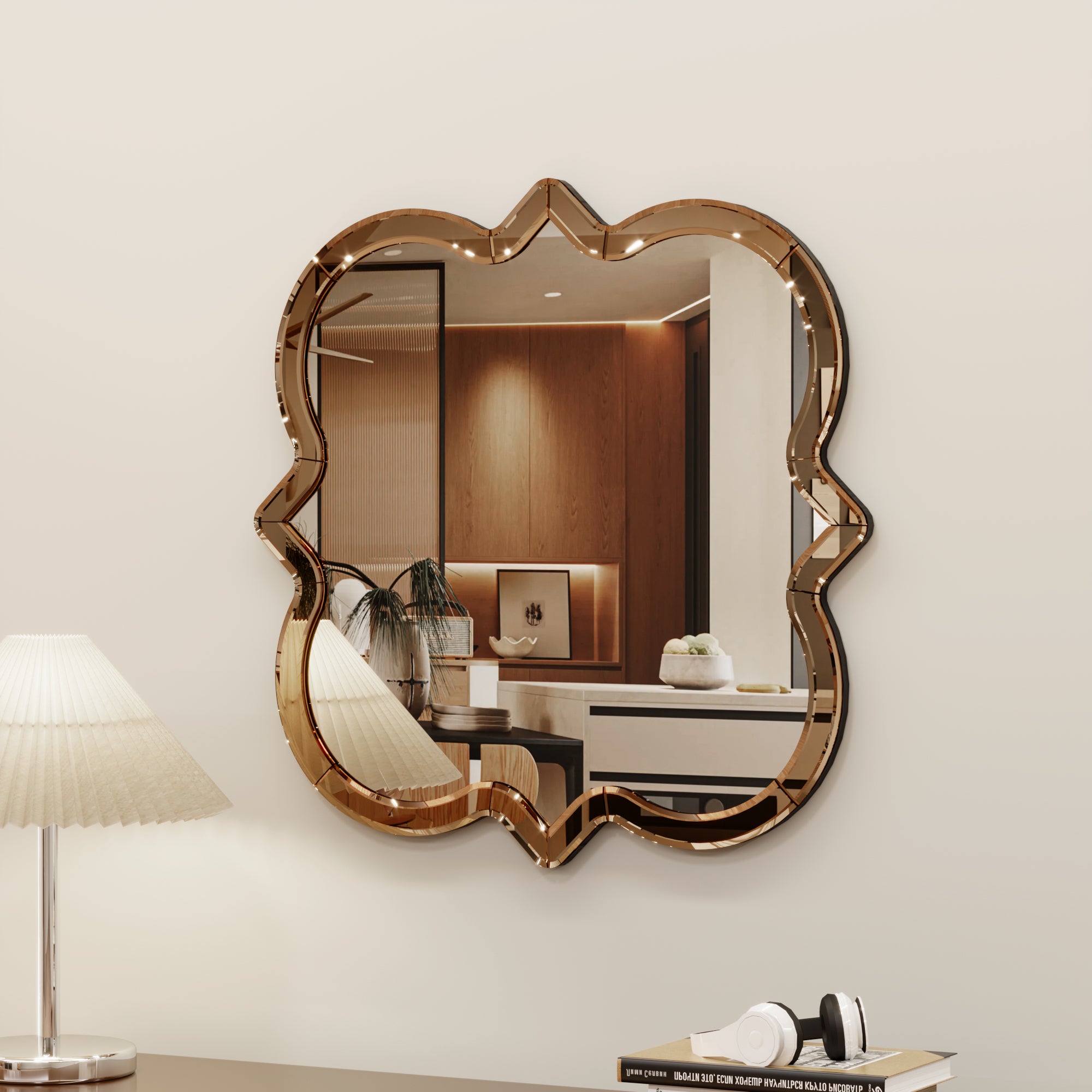 Wall-Mounted Silver Decorative Round Wall Mirror 24x24 inch