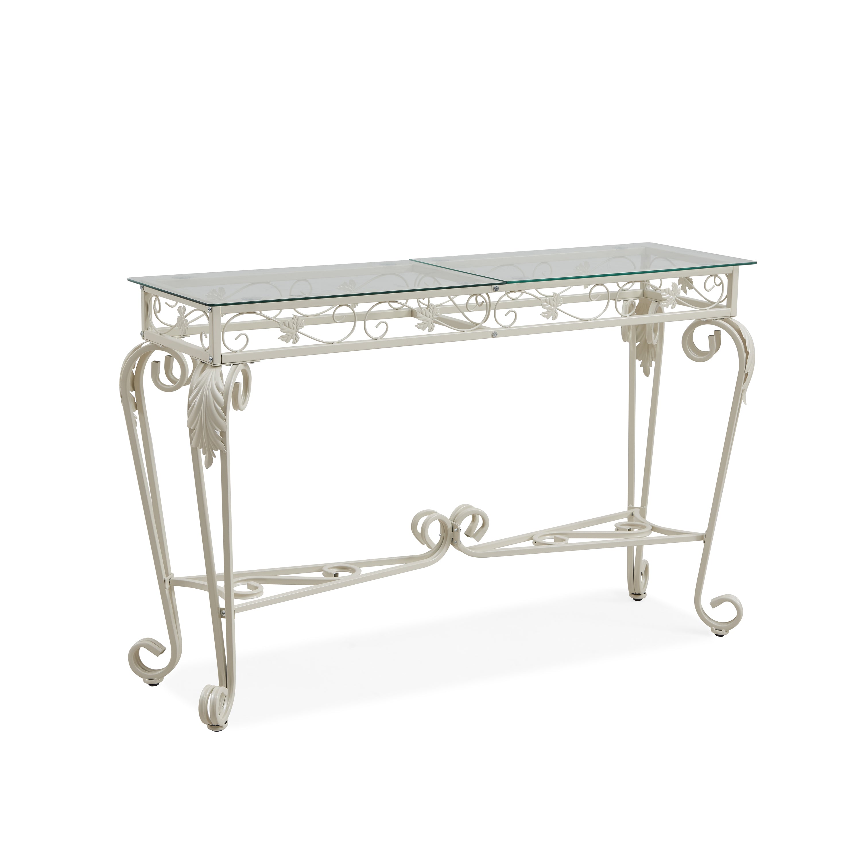 Modern Style Fancy Glass and Metal Table for Entrance, Console Tables for Entryway - White