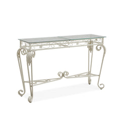 Modern Style Fancy Glass and Metal Table for Entrance, Console Tables for Entryway - White