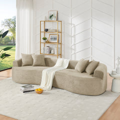 Modern Cloud 4-Seater Sectional Curved Sofa, Minimalist Compression Living Room Couch, No Assembly Needed, Chenille