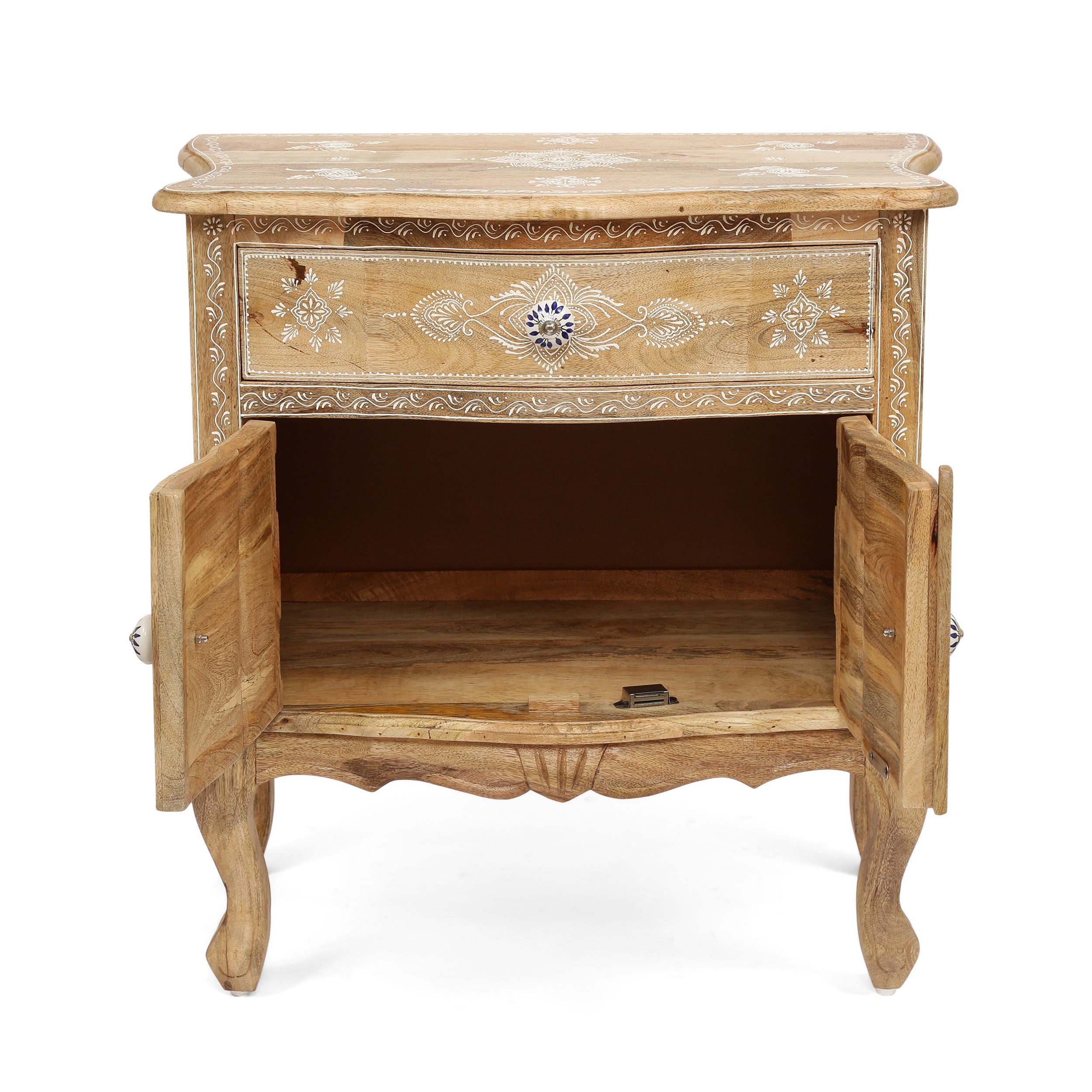 Rustic Wooden Cabinet 1 Drawer 2 Door Cabinet - Natural Wood