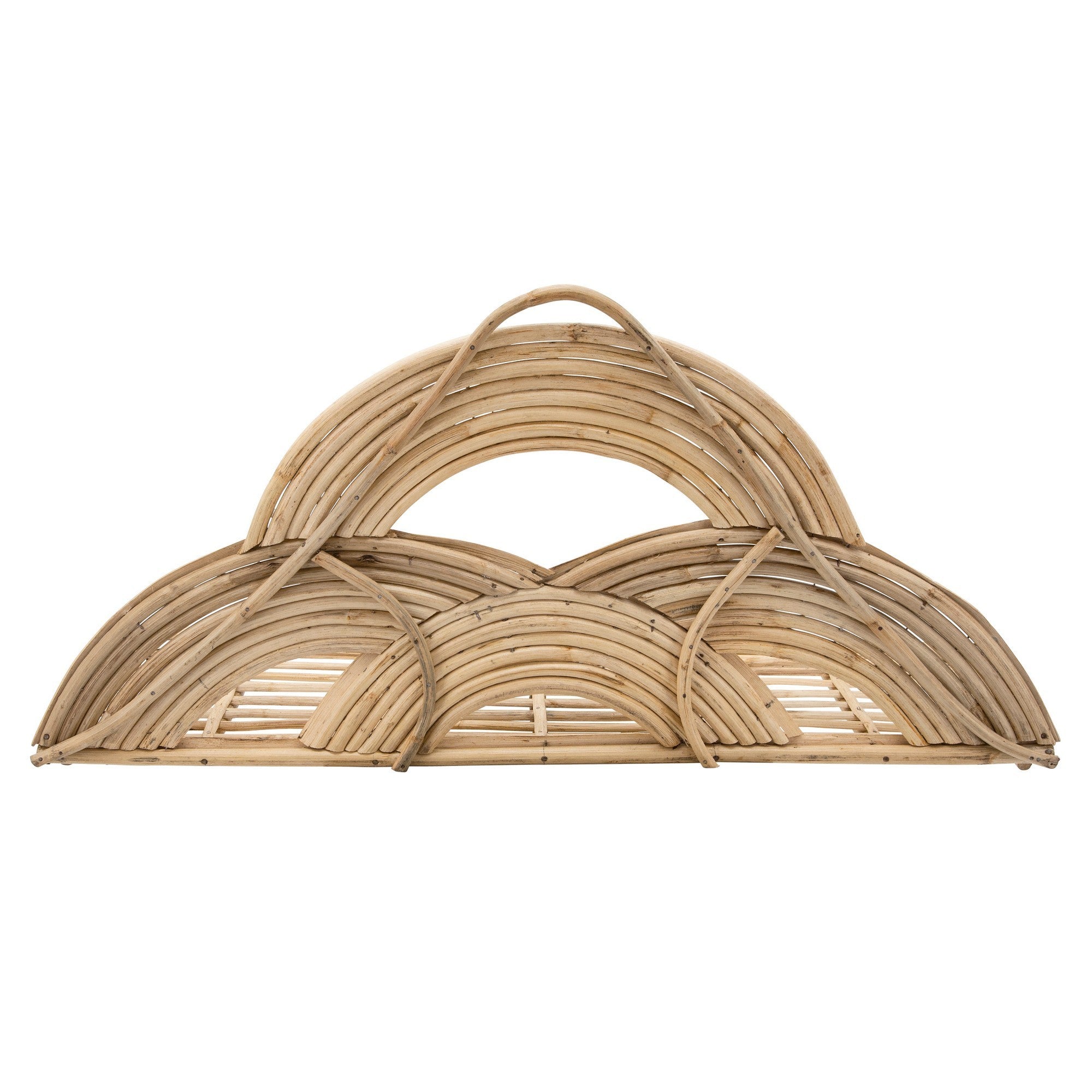 Rattan Wall Decor Tray with Semicircular Accents - Natural