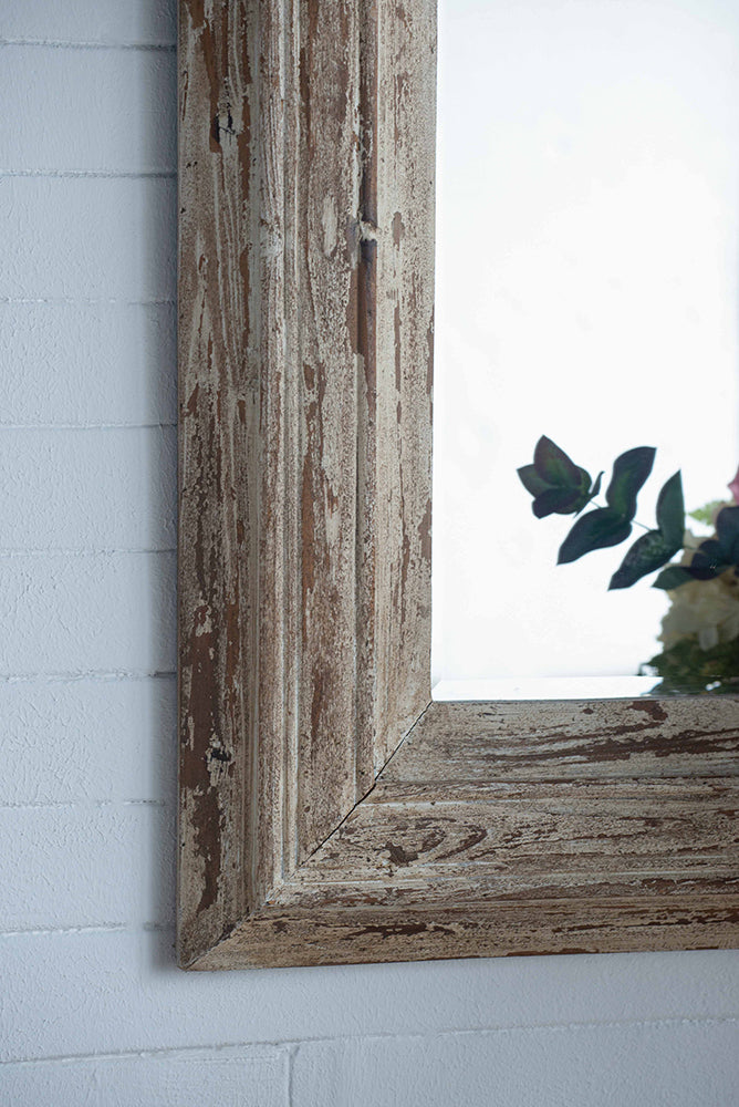 Rectangle Wall Accent Mirror with Distressed Wood Frame 30x2x39"