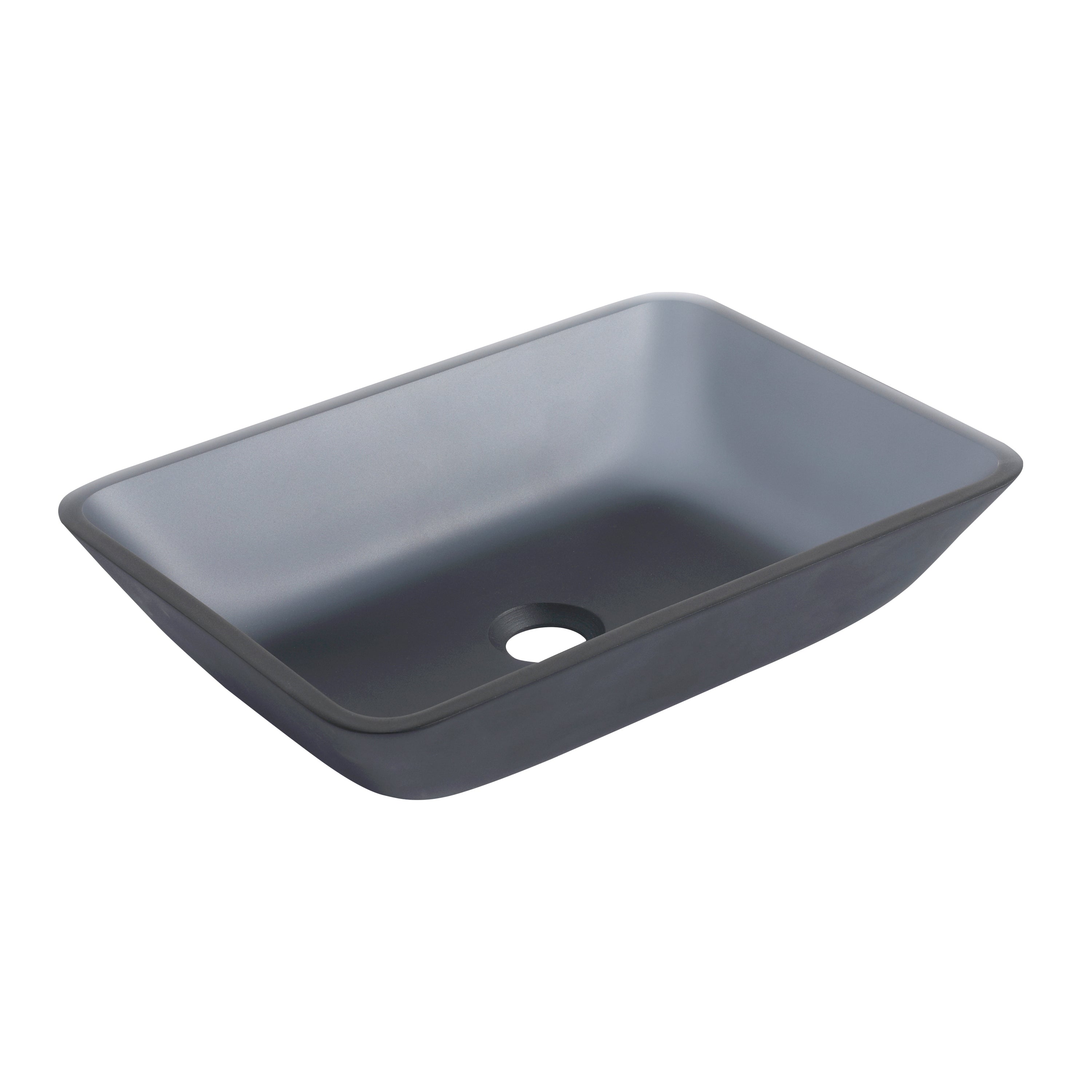 Tempered Glass Matte Bathroom Vessel Sink, Rectangle Bathroom Basin Matt Grey